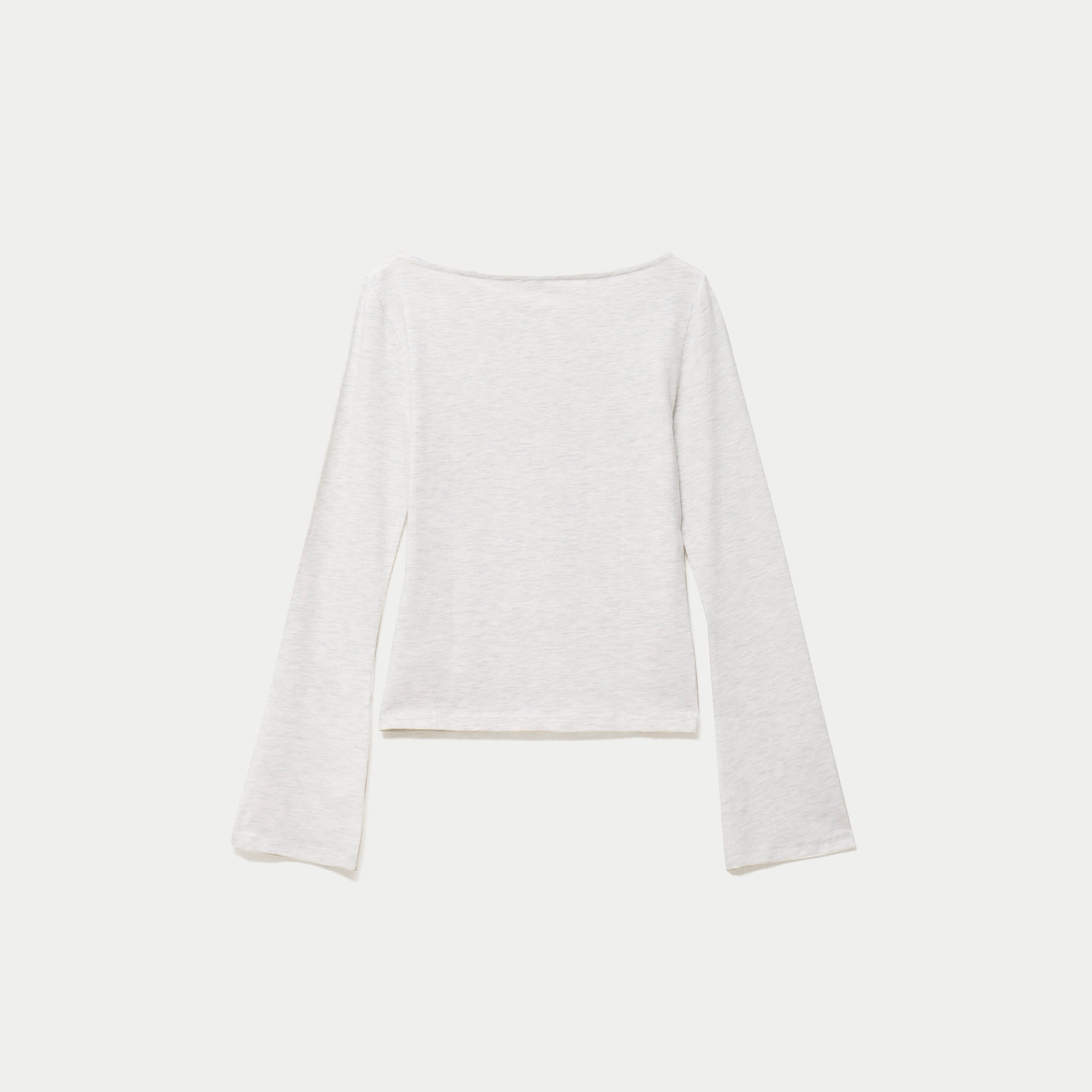 T-shirt cintr&eacute; col rond manches longues blanc