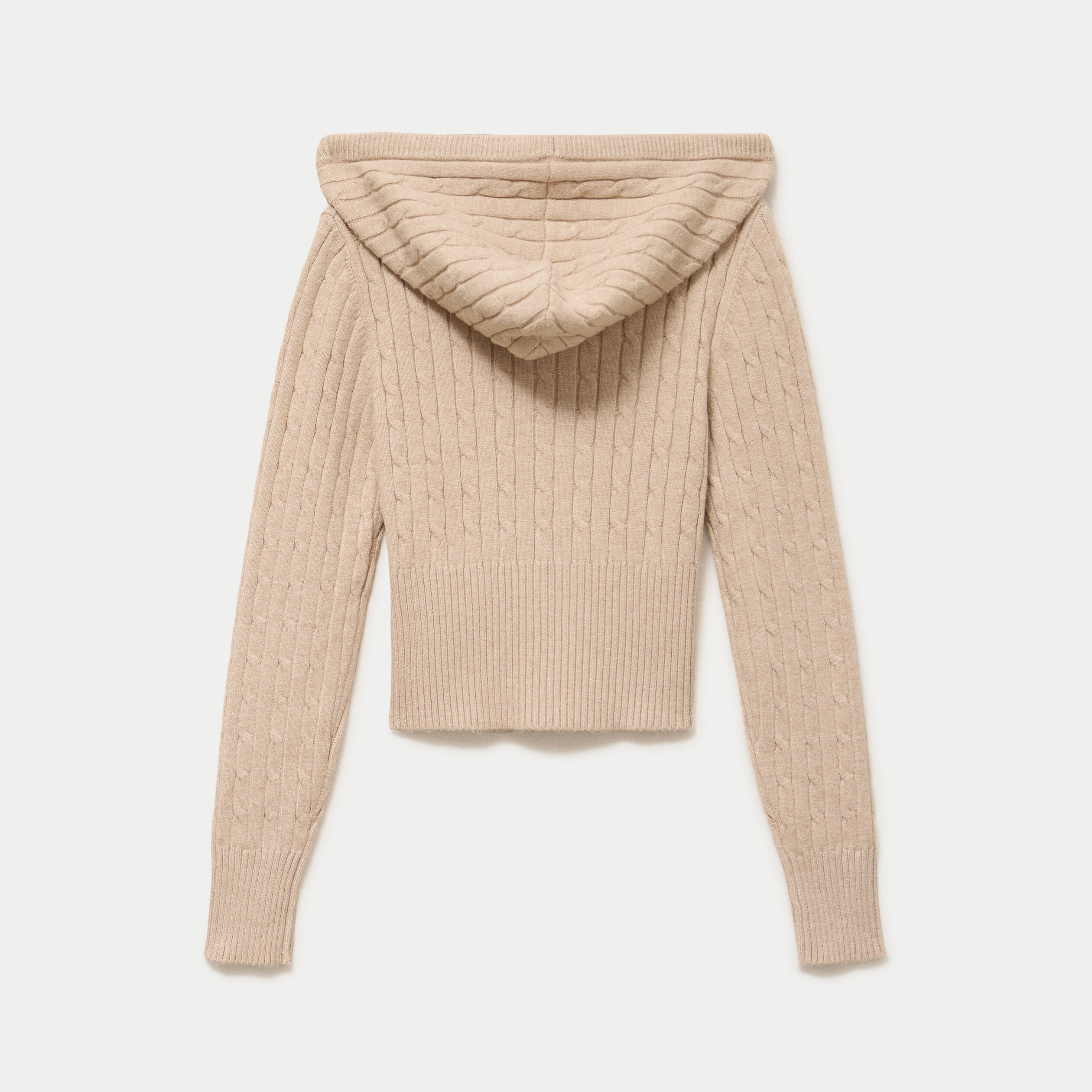 Gilet &agrave; capuche manches longues beige