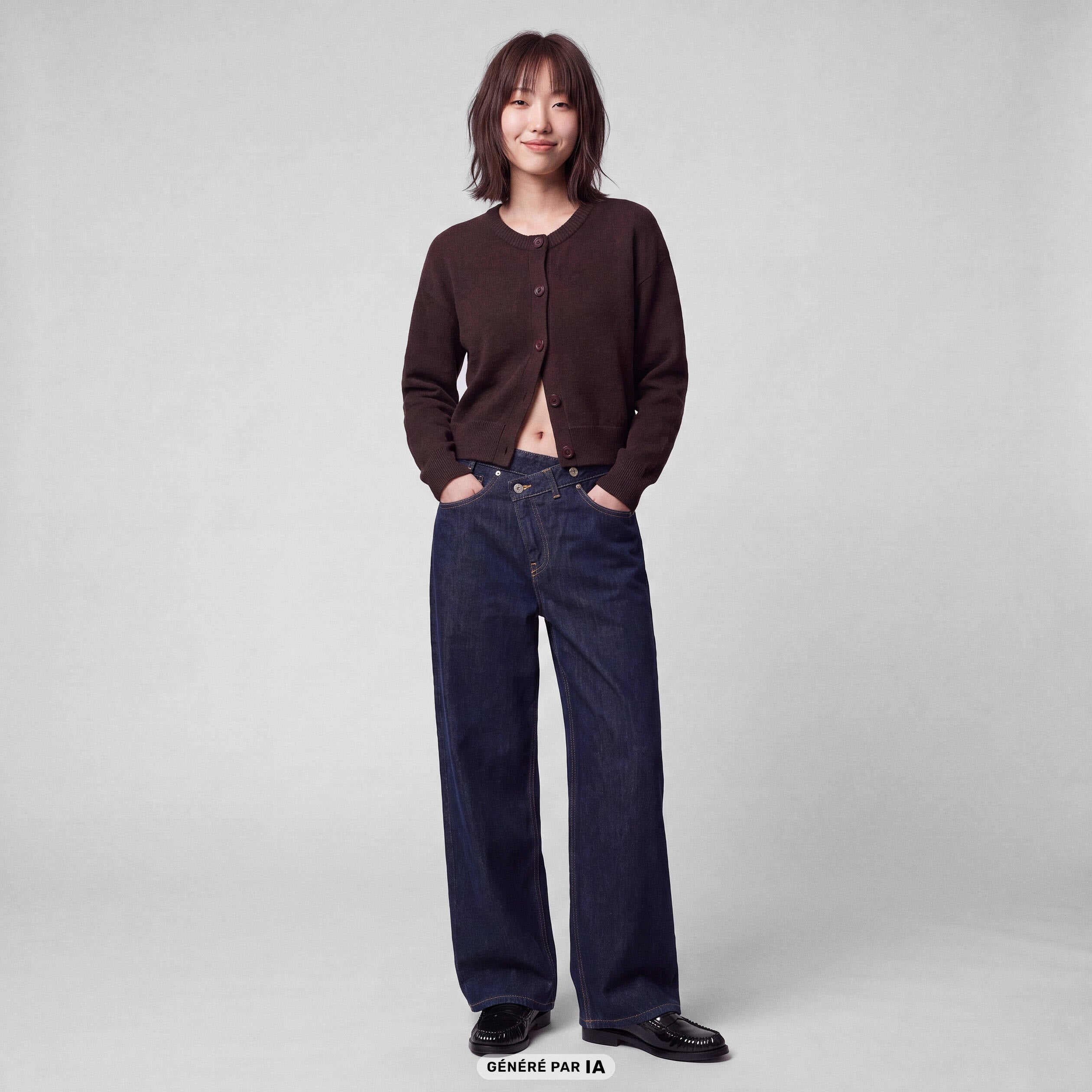 Jean Lenny wide leg taille standard denim brut