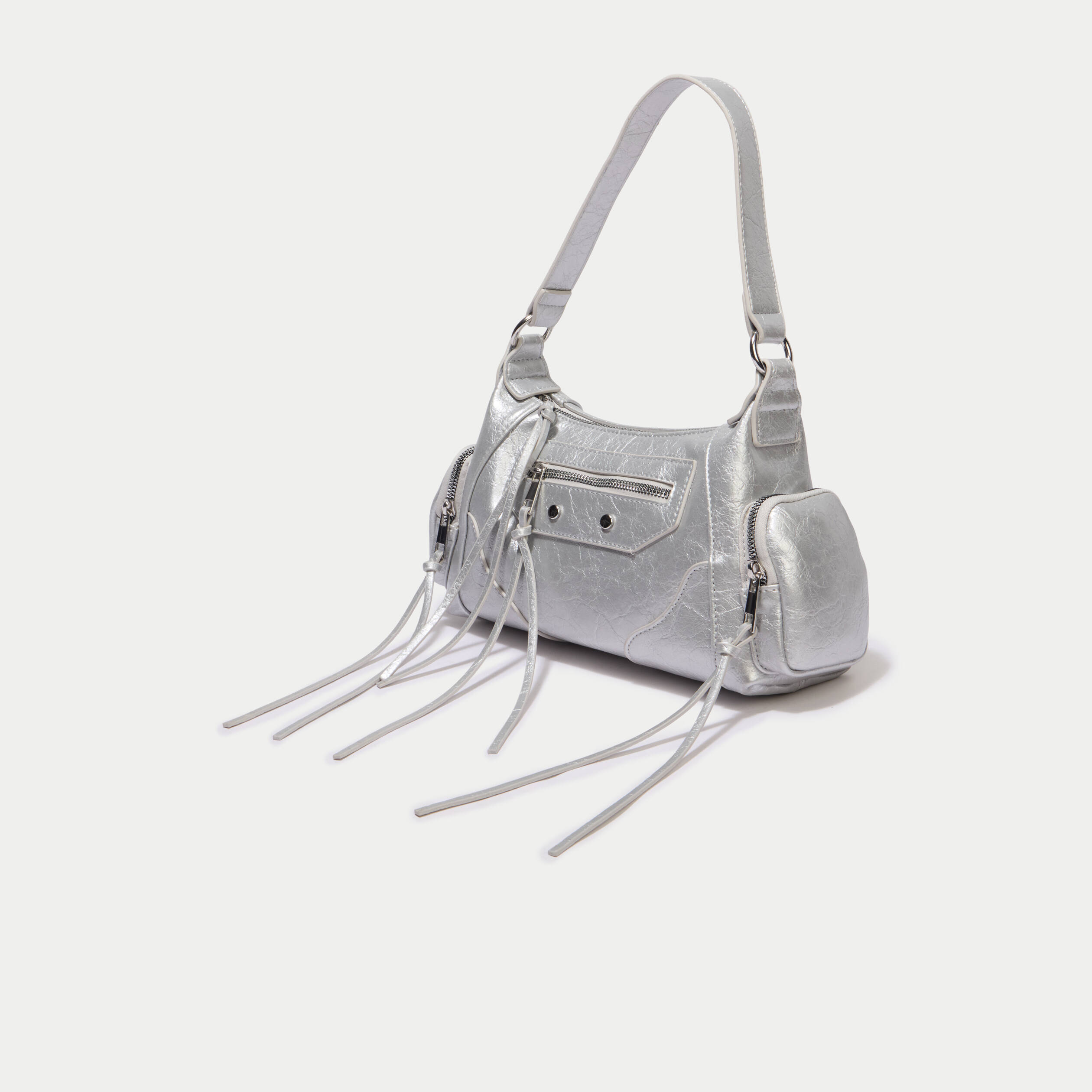 Sac &agrave; main gris argent