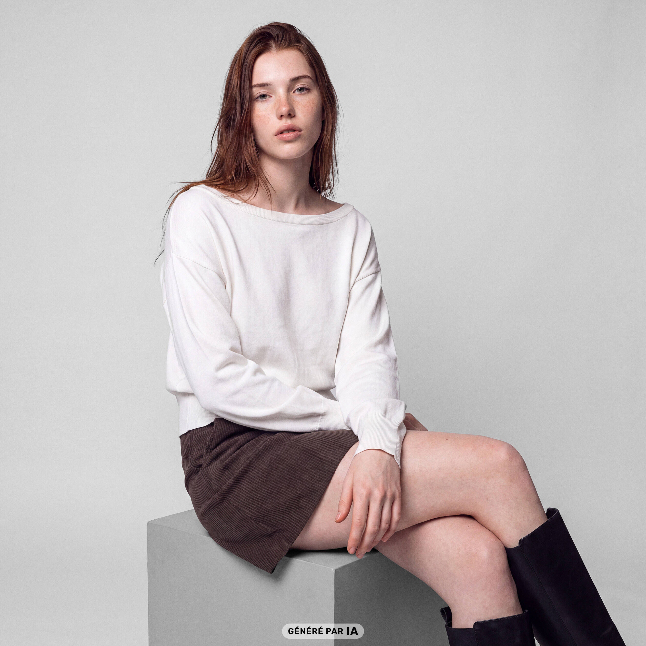 Pull oversize col bardot manches longues blanc