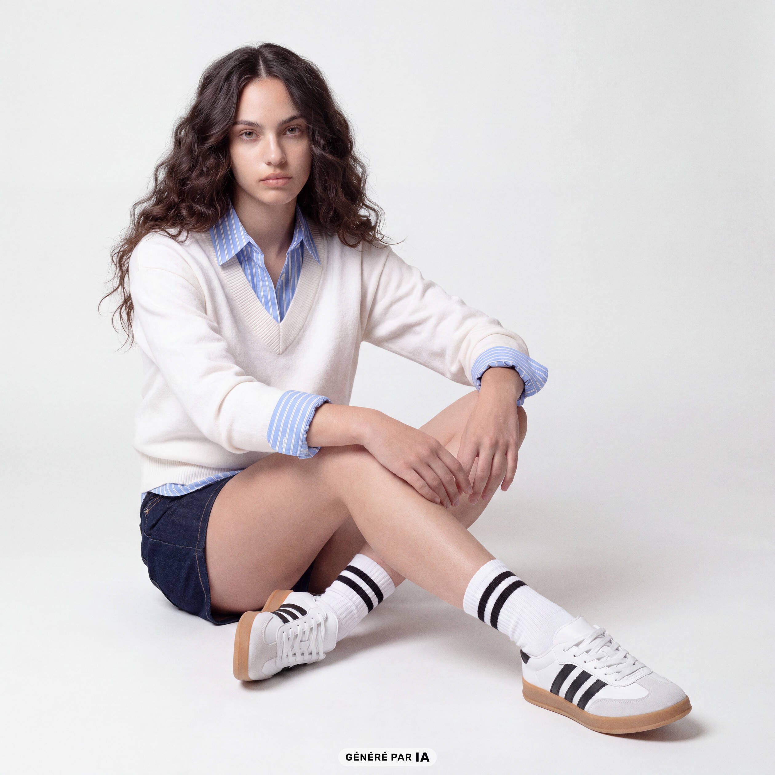 Pull ajust&eacute; d&eacute;collet&eacute; manches longues ecru