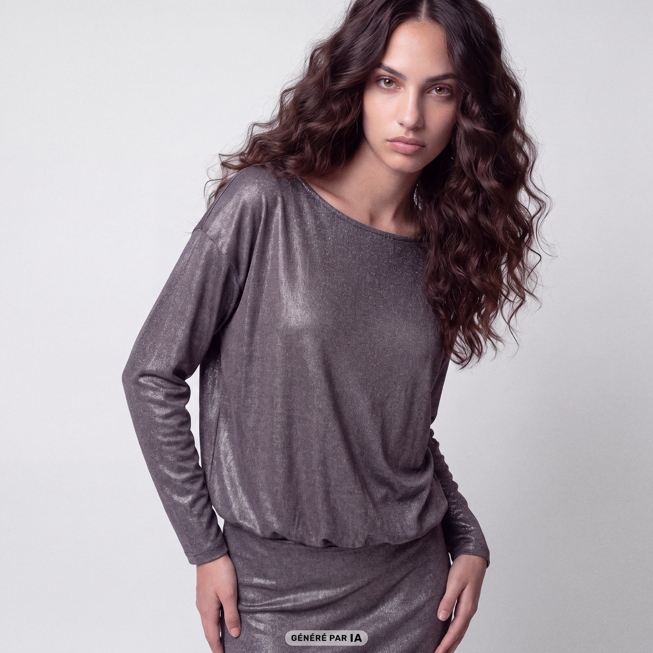 Robe courte ajust&eacute;e col b&eacute;nitier gris argent