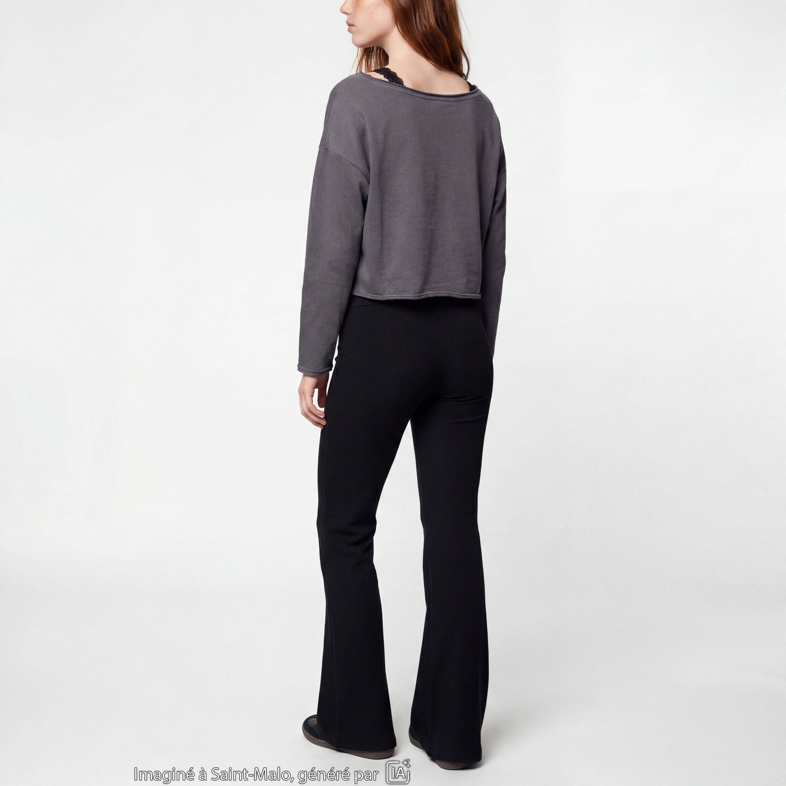 Pantalon flare stretch taille standard noir