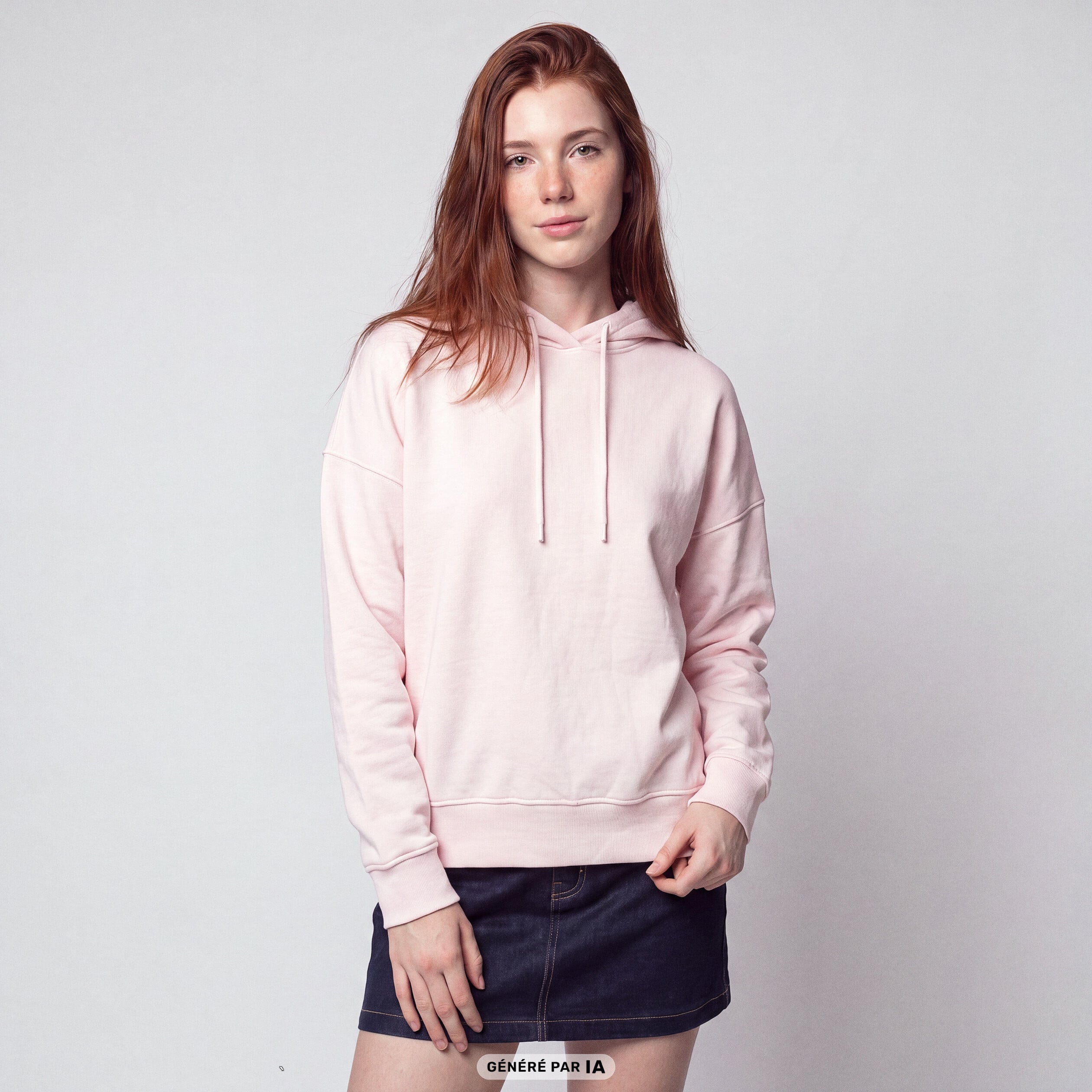 Sweat oversize &agrave; capuche manches longues rose clair