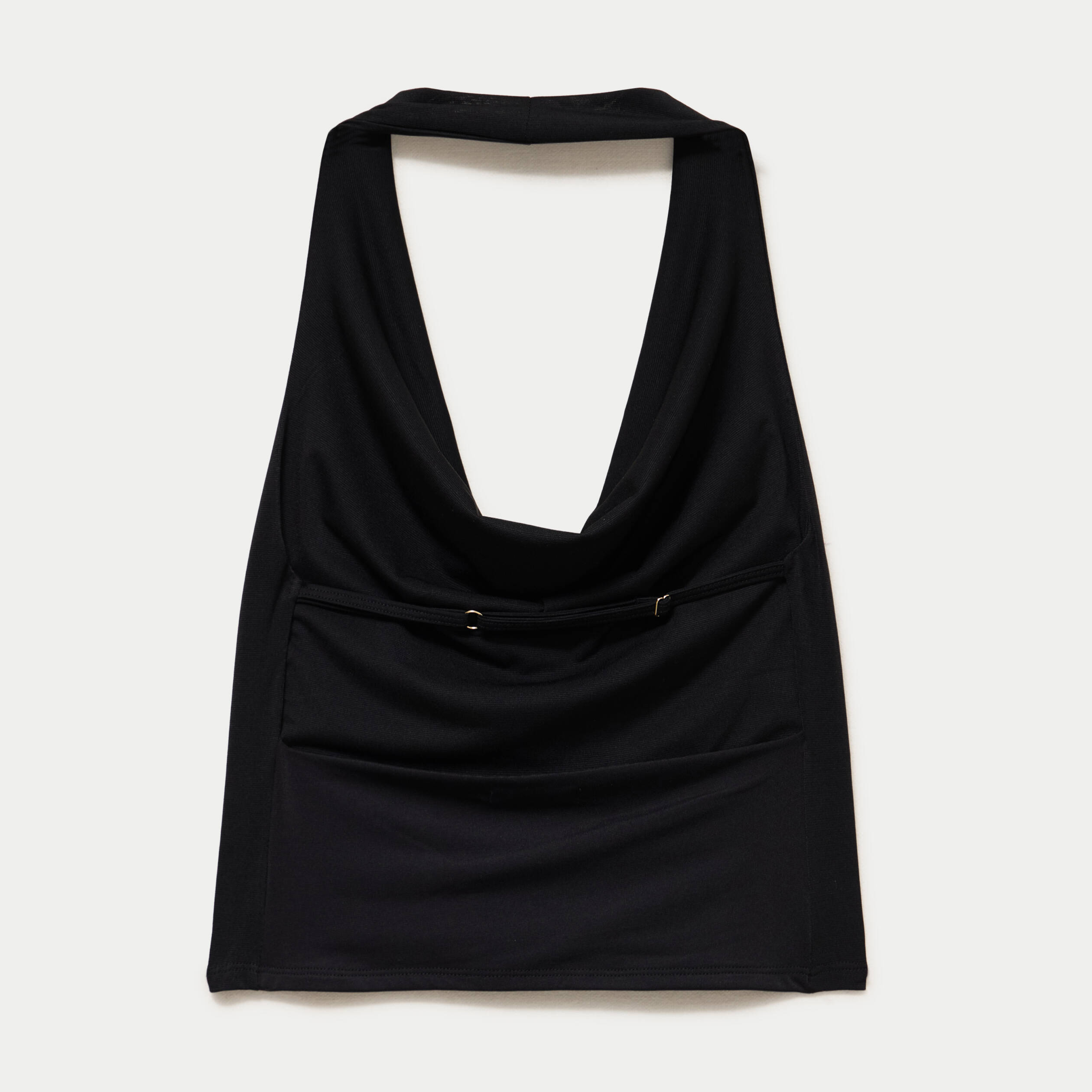 Top ajust&eacute; cropped d&eacute;collet&eacute; dos noir ado