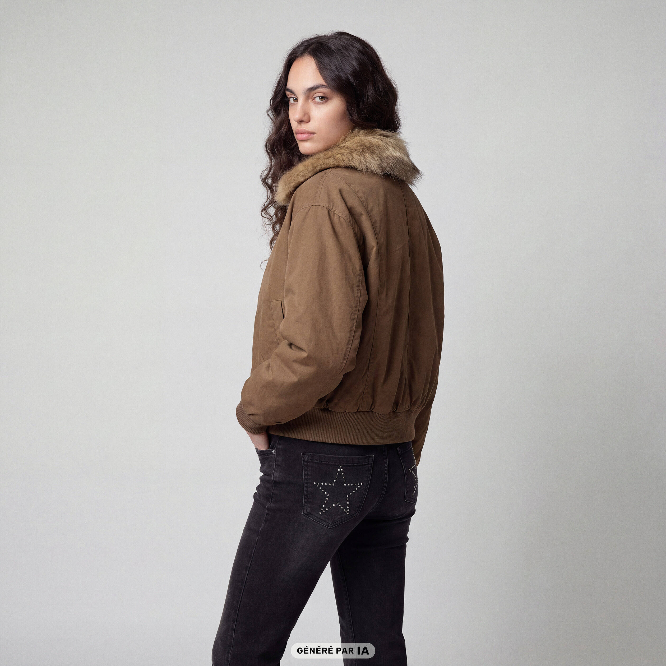 Bomber oversize court fausse fourrure taupe