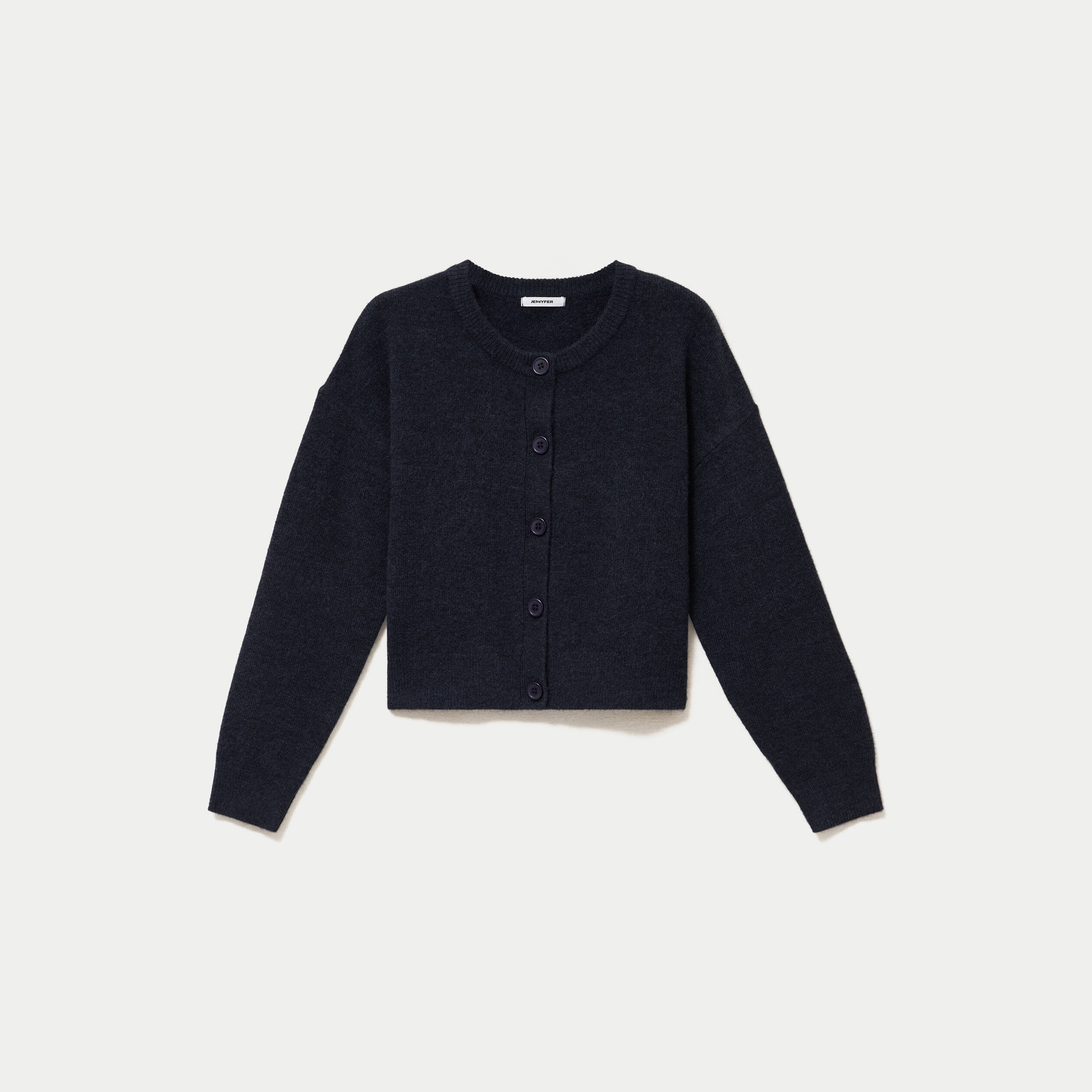 Gilet ajust&eacute; cropped manches longues bleu marine