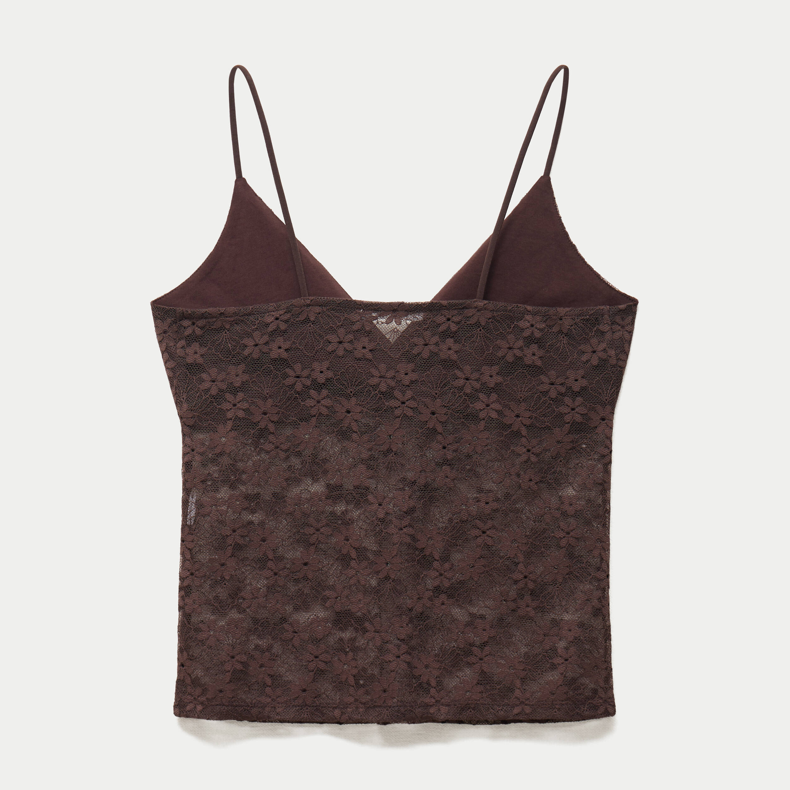 Top ajust&eacute; d&eacute;collet&eacute; sans manches marron fonc&eacute; ado