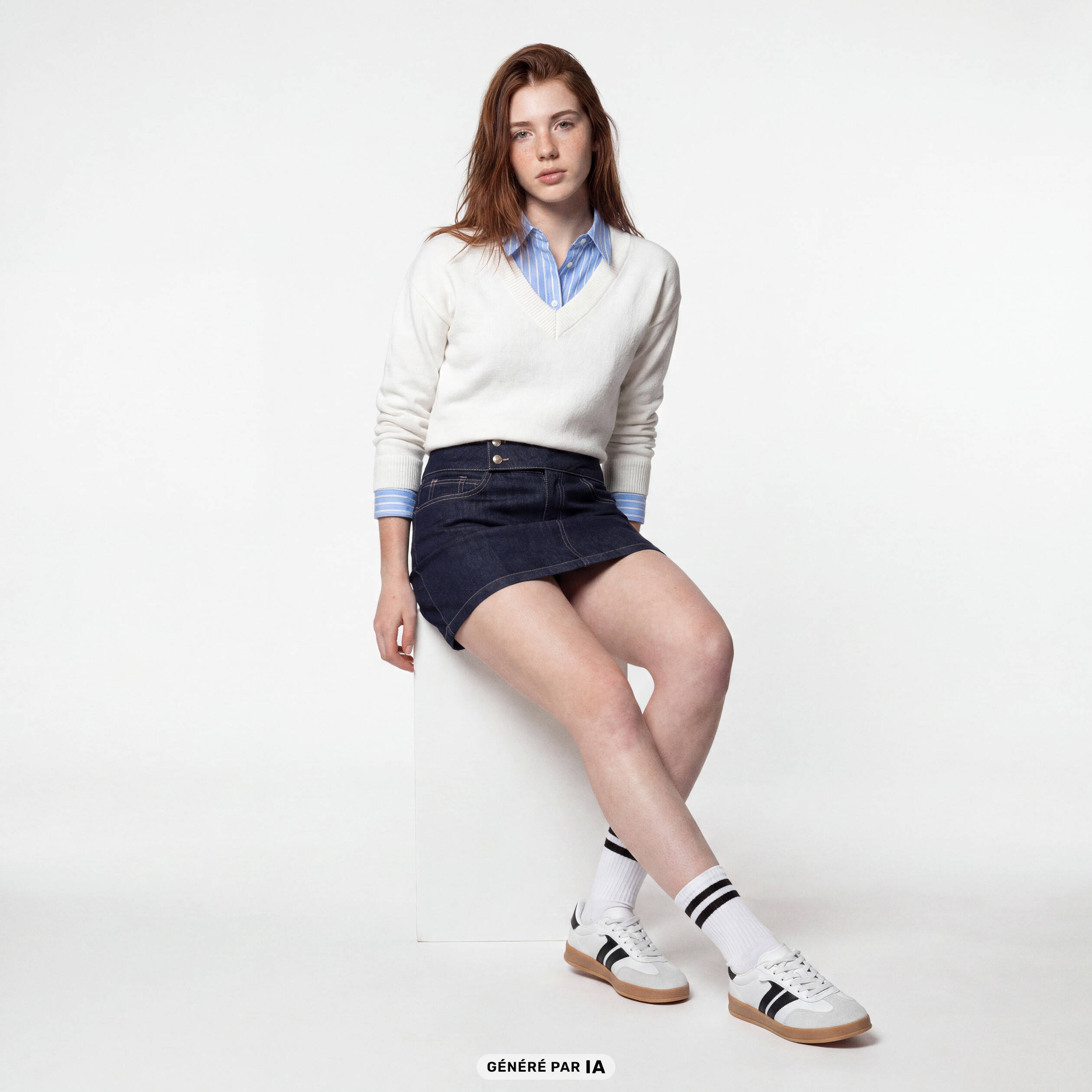 Jupe-short courte en jean denim brut ado