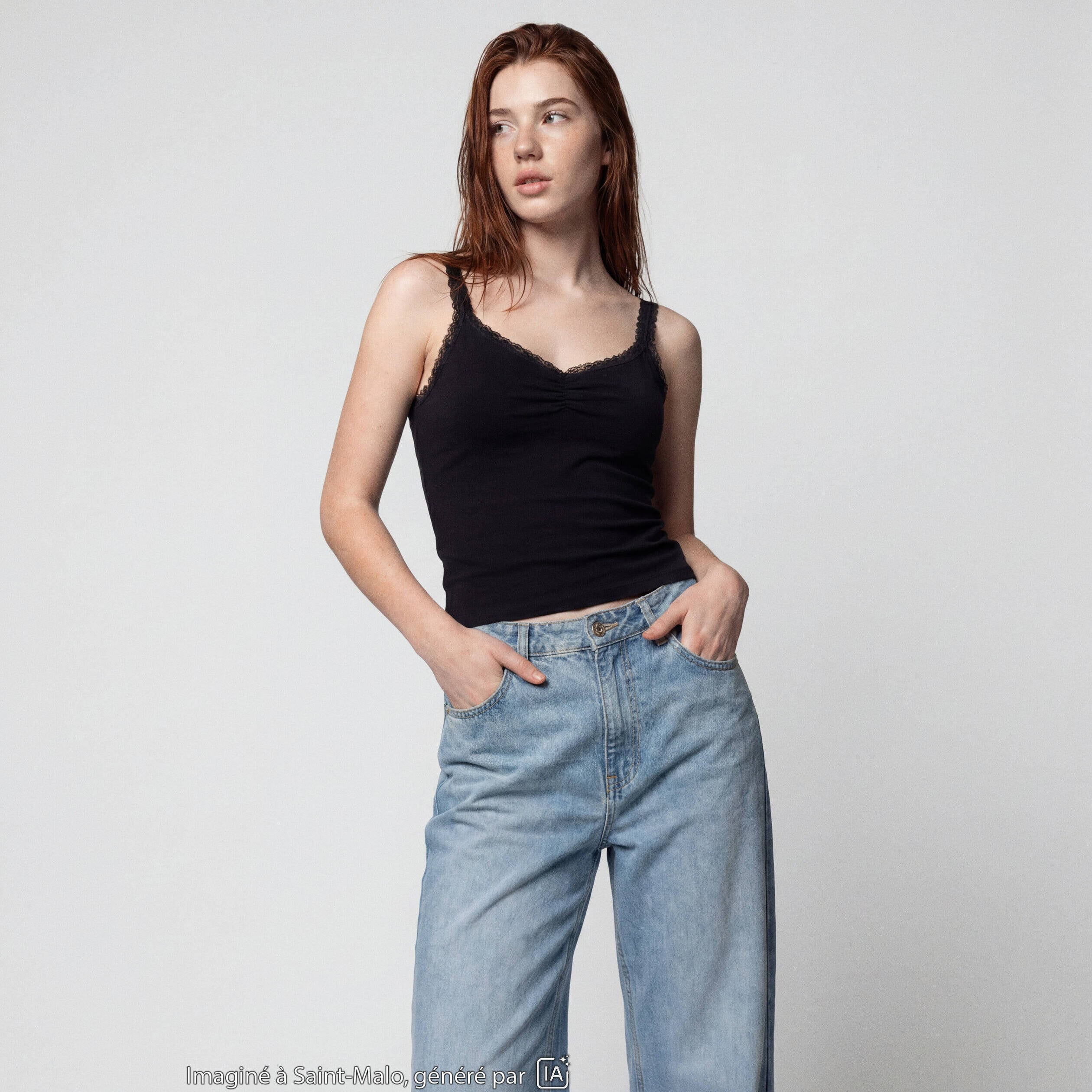 Jean Lenny wide leg standard denim triple stone