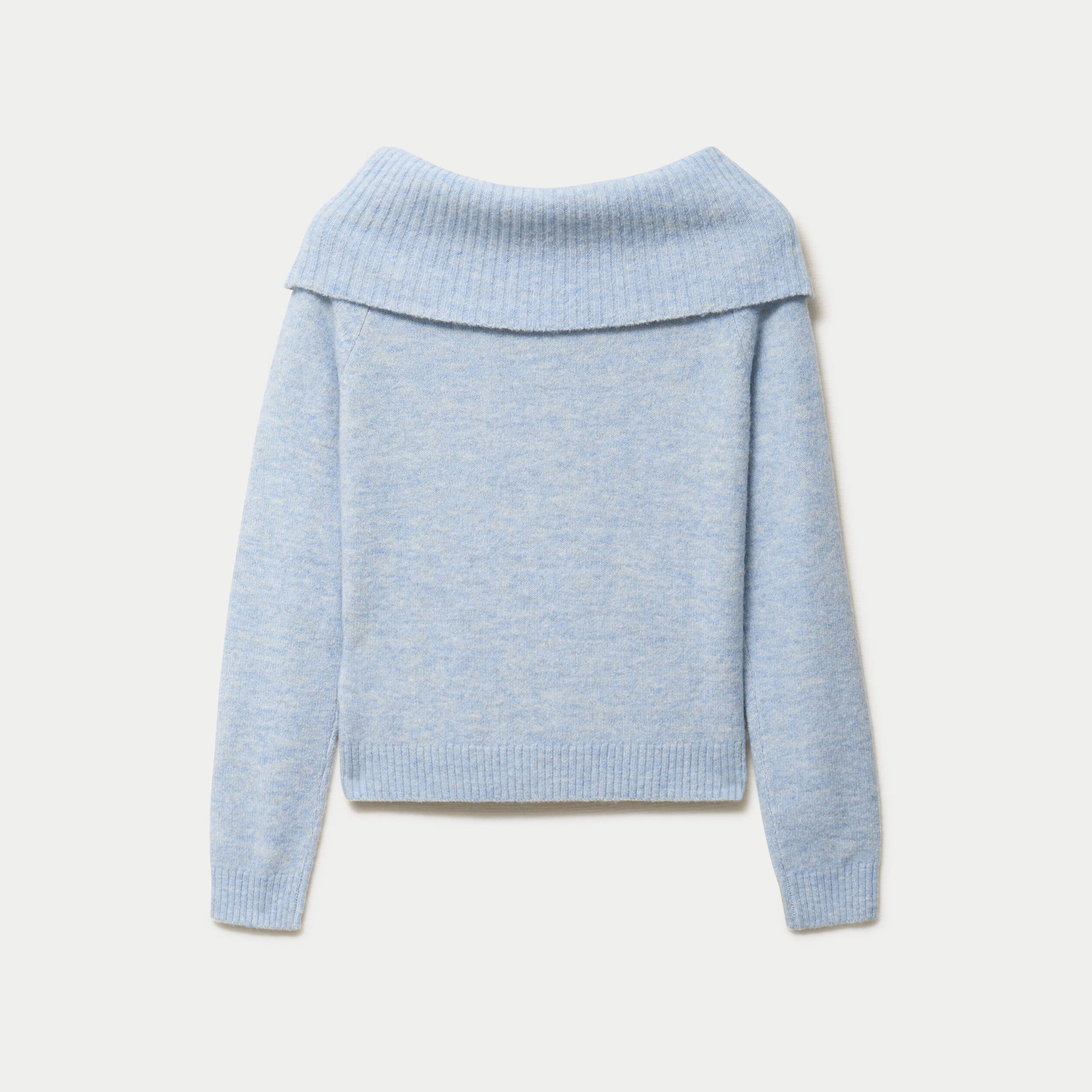 Pull col bardot manches longues bleu ciel
