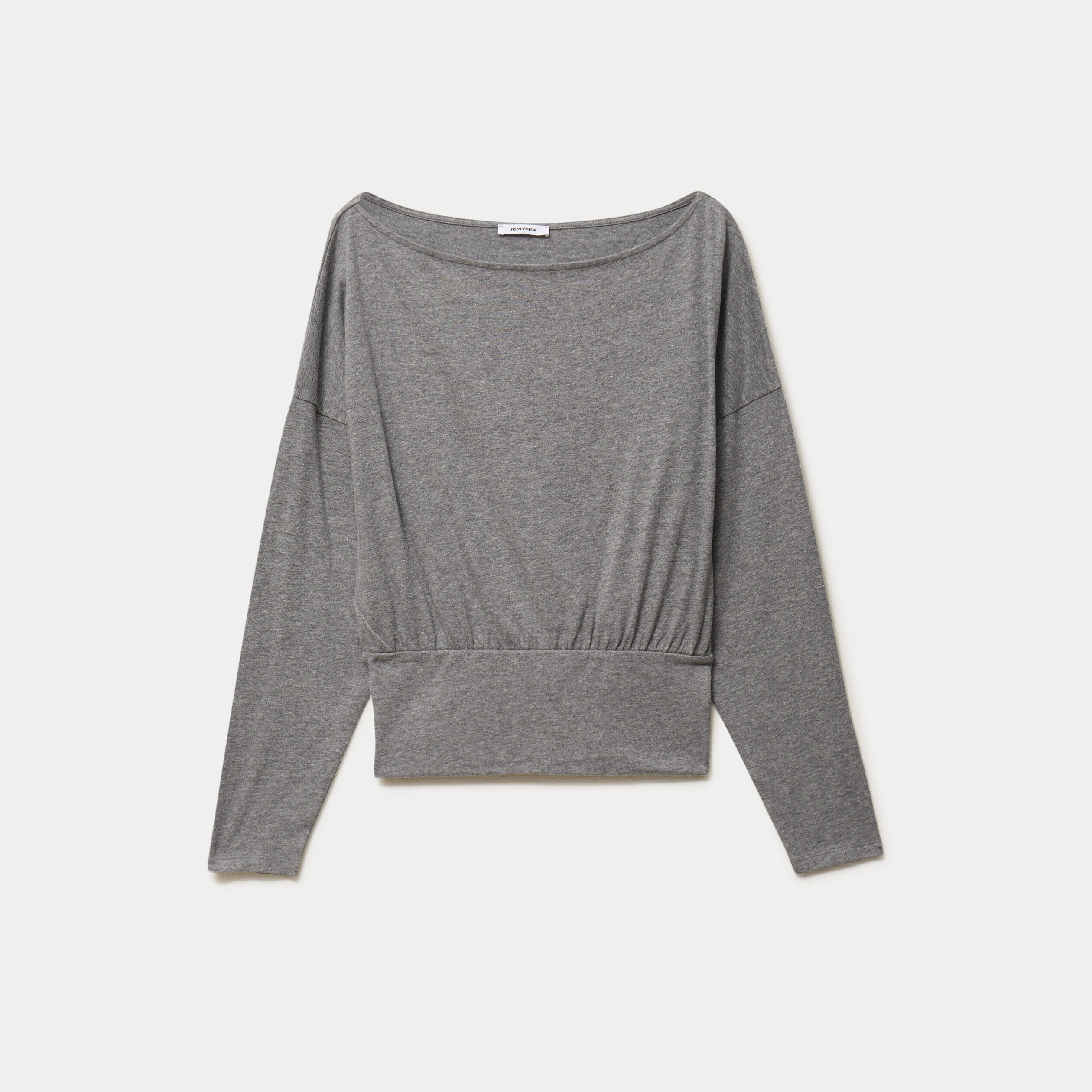 Top col bateau manches longues gris fonc&eacute;