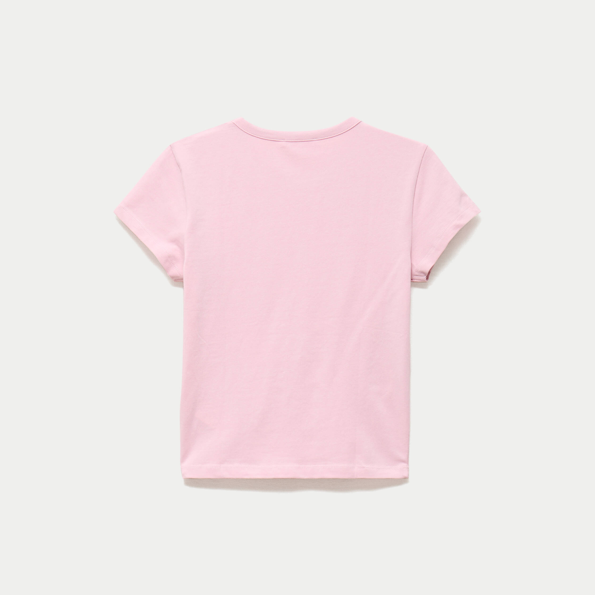 T-shirt ajust&eacute; col rond manches courtes rose ado