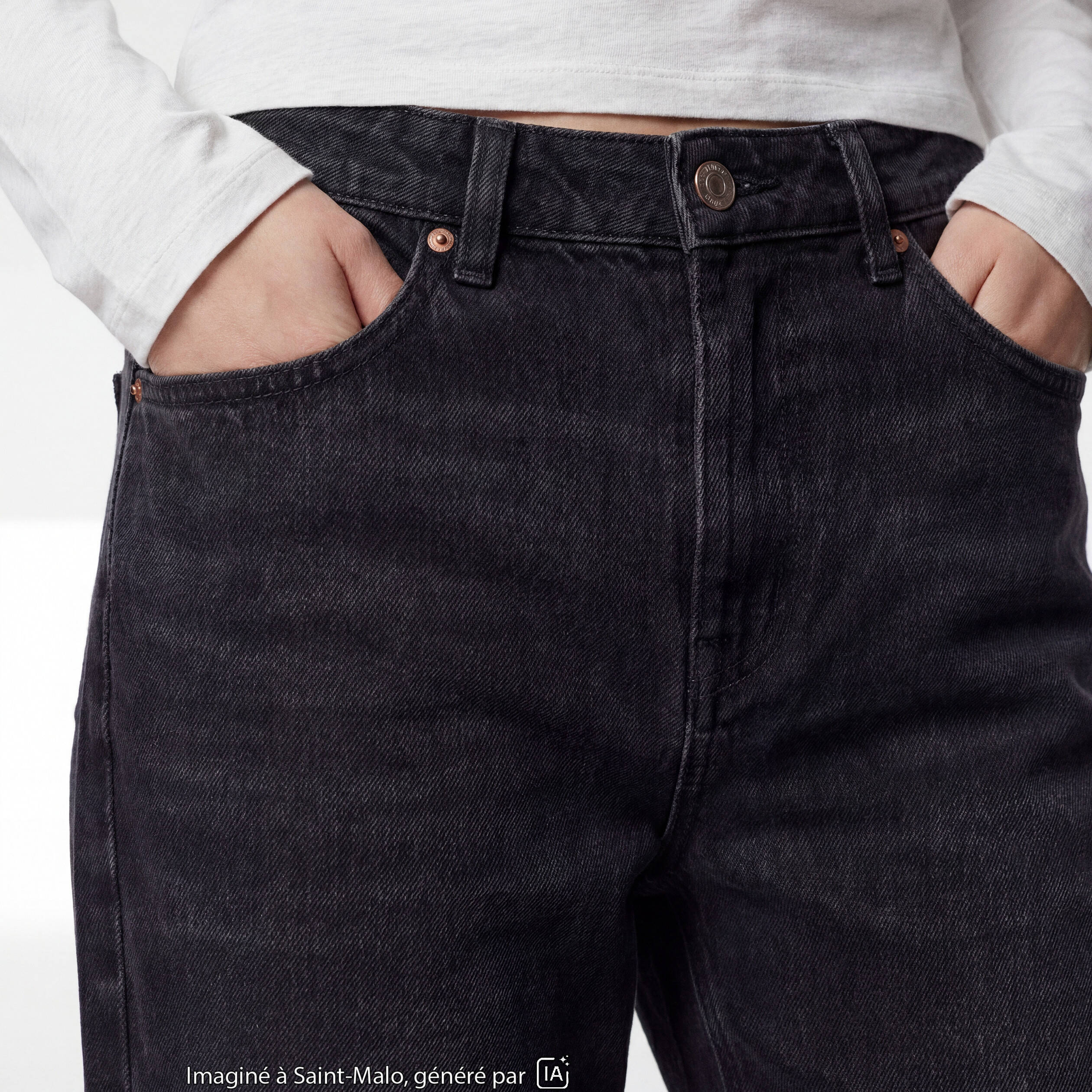 Jean Max loose taille basse denim noir