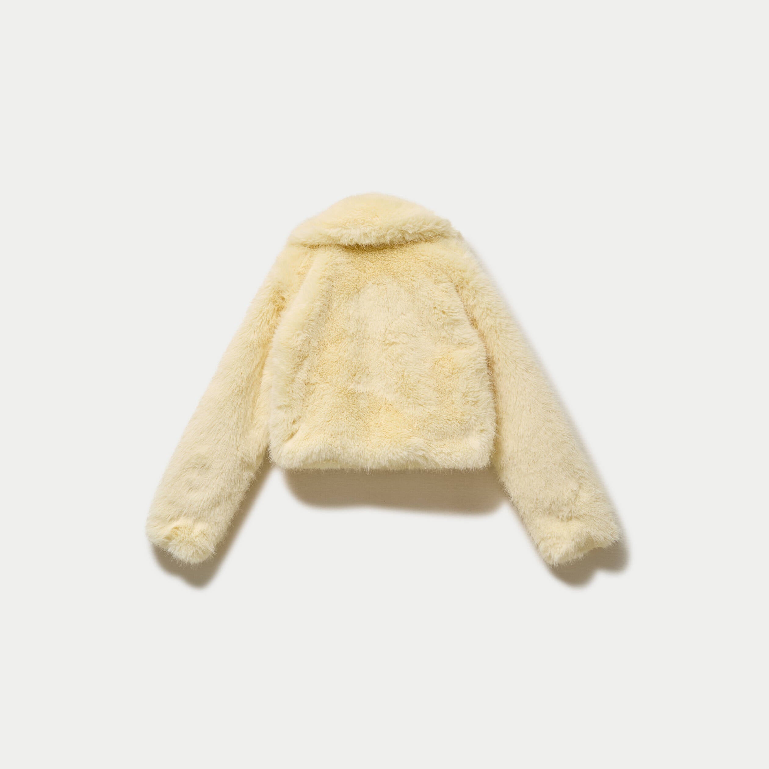Manteau droit cropped fausse fourrure jaune clair
