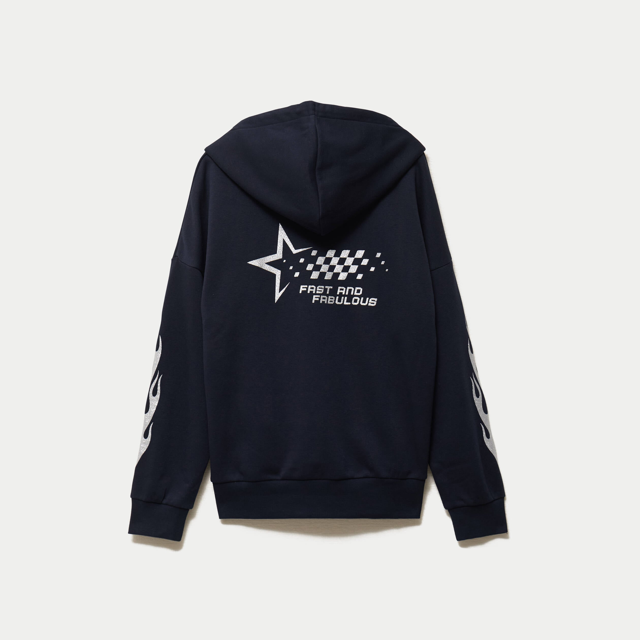 Sweat &agrave; capuche manches longues bleu marine