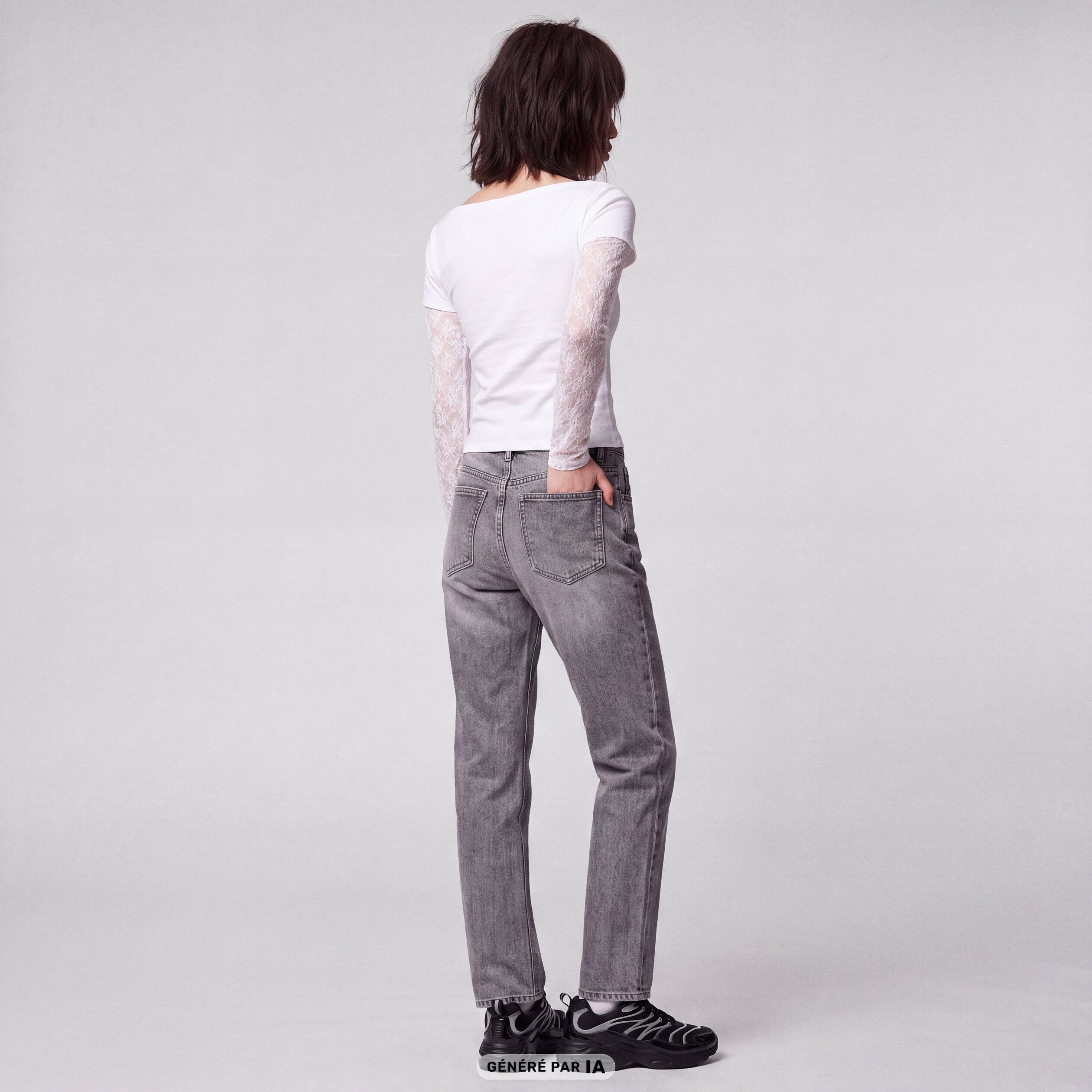Jean Sam regular taille standard denim gris