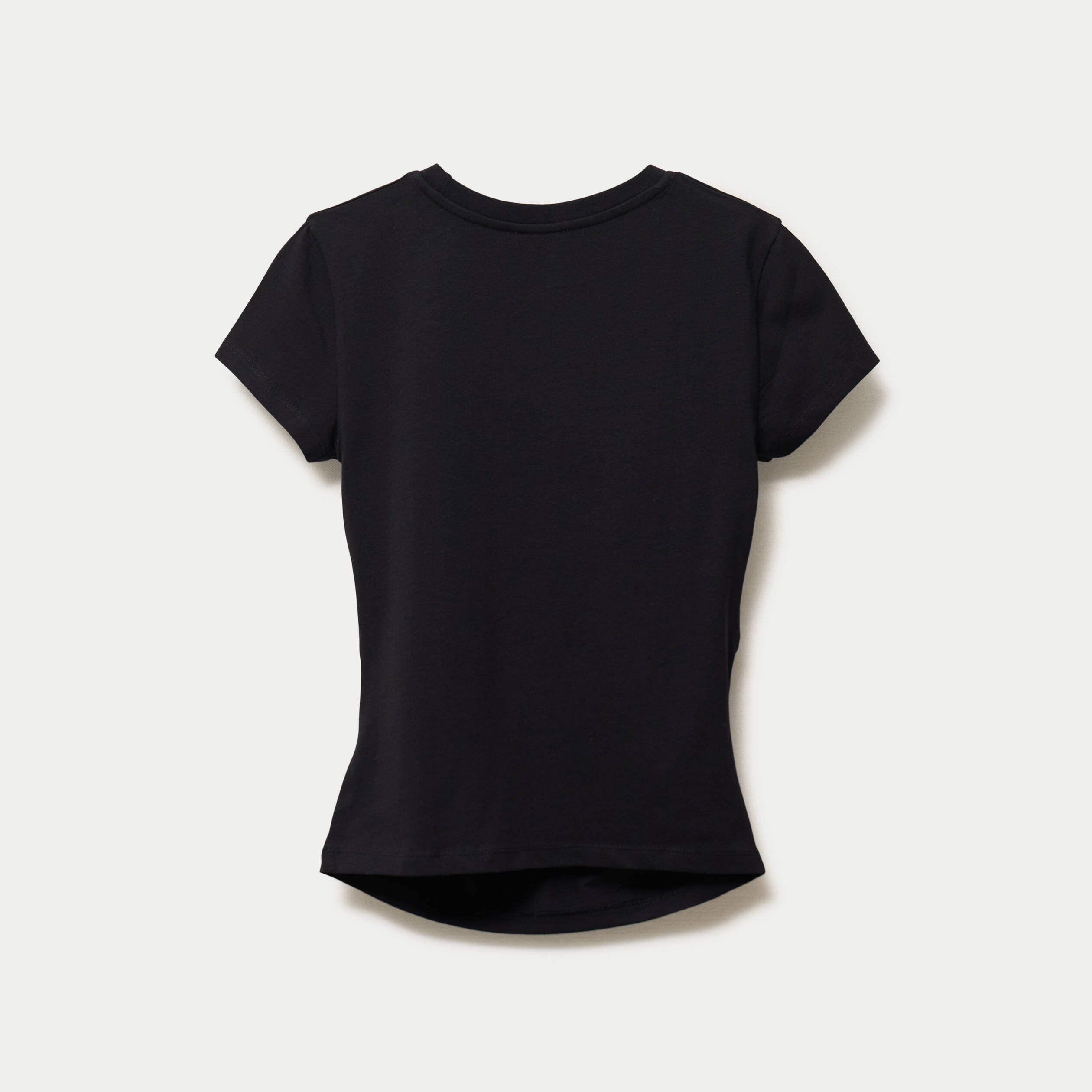 T-shirt cintr&eacute; manches courtes strass noir