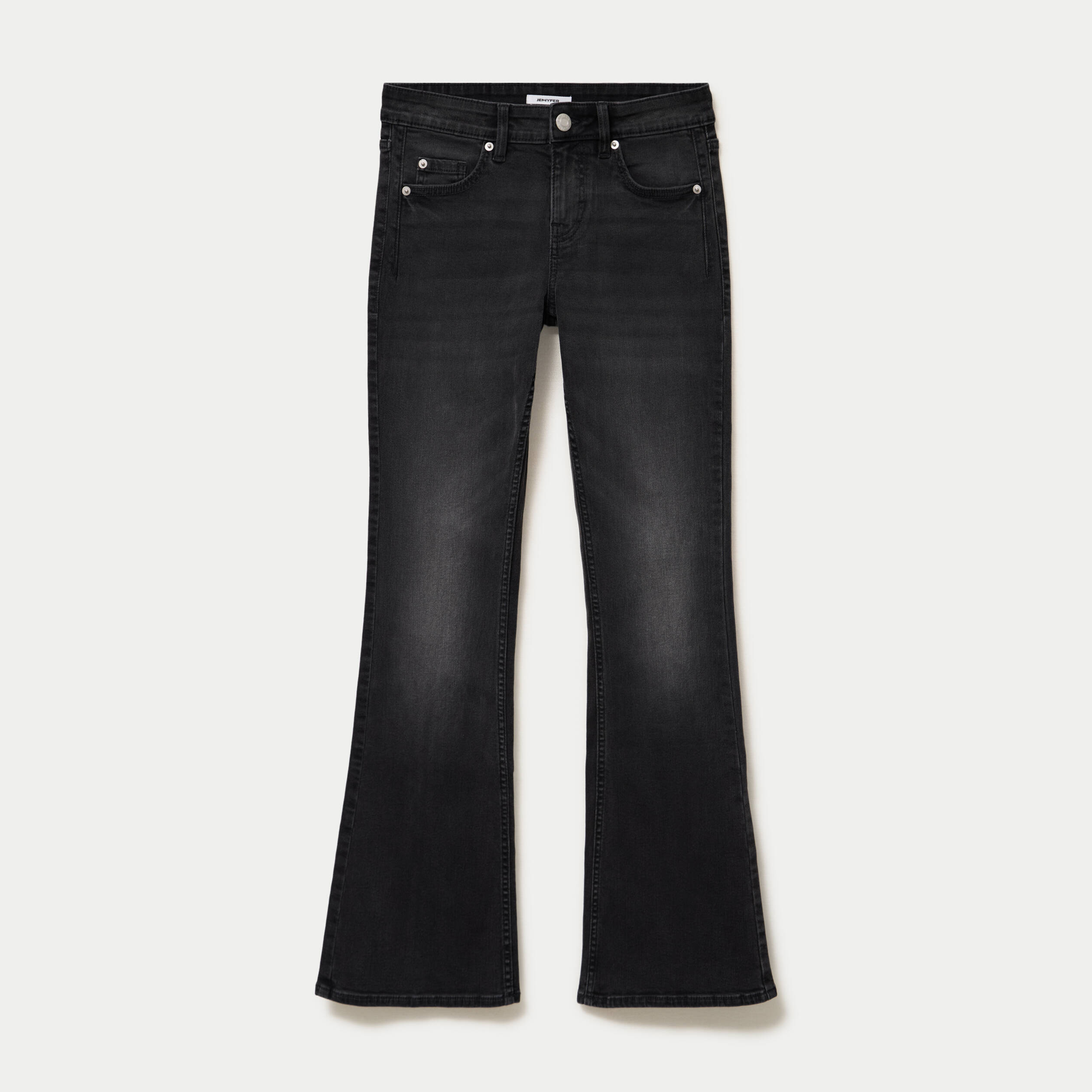 Jean bootcut taille basse denim noir ado