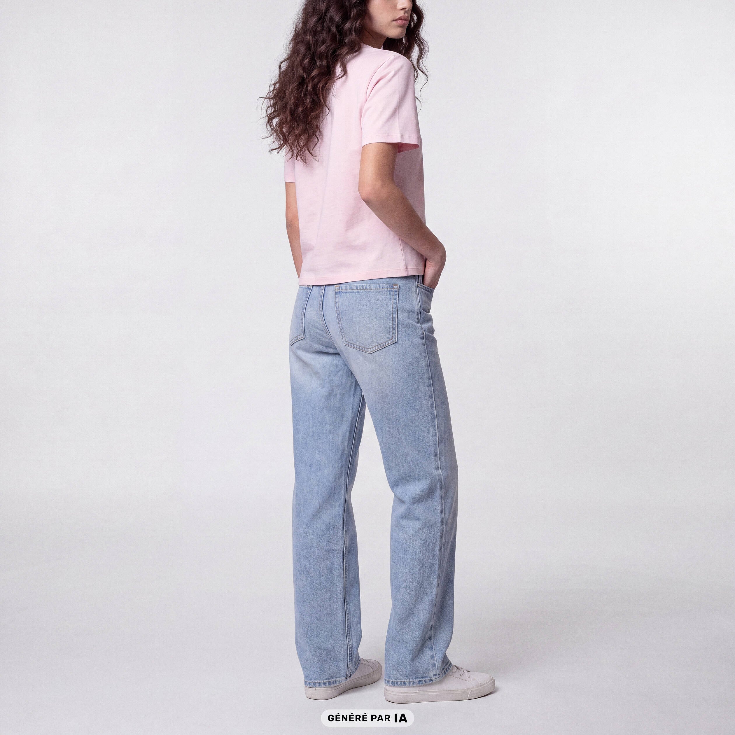 Jean Tom regular taille haute denim bleach