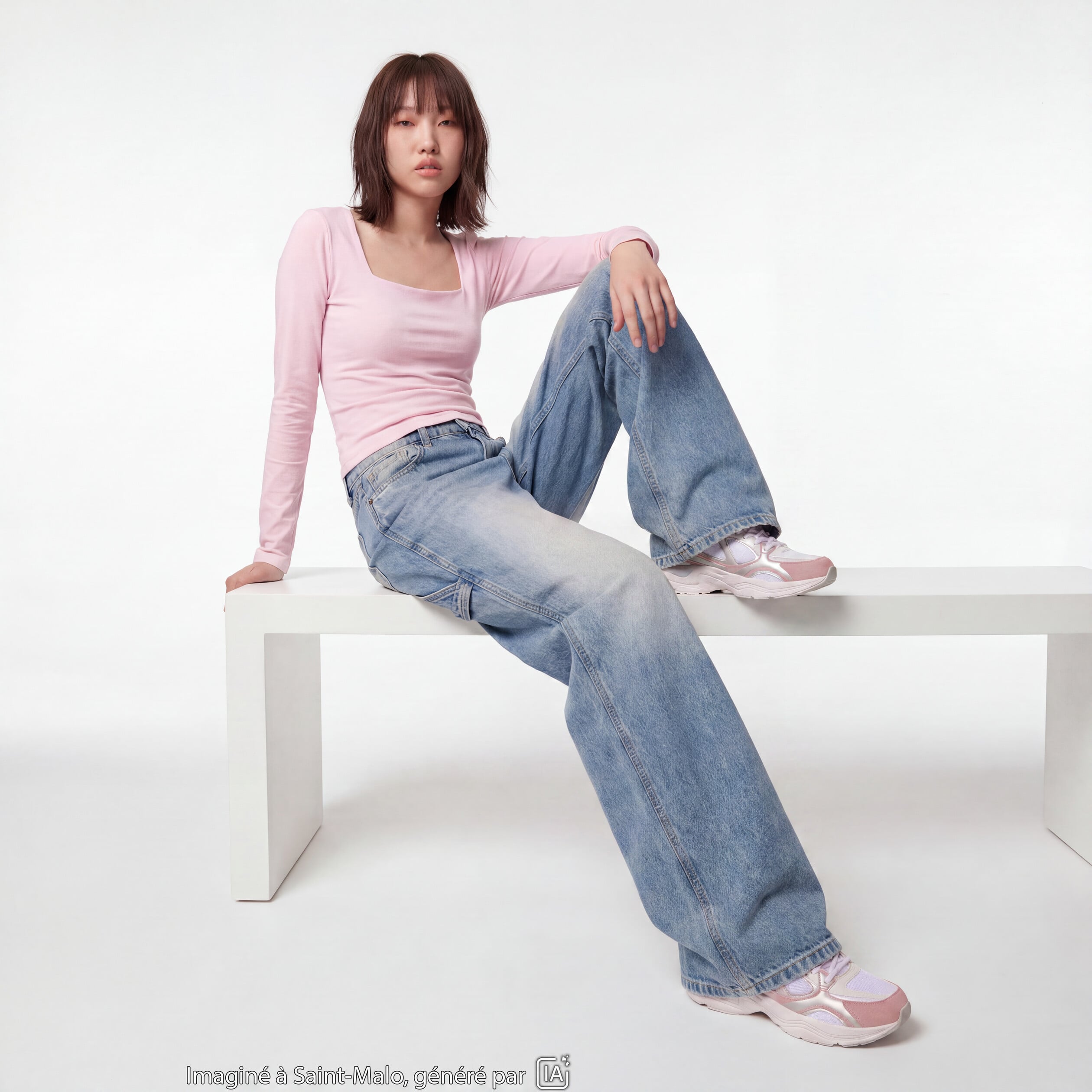Jean Max loose taille standard denim bleach