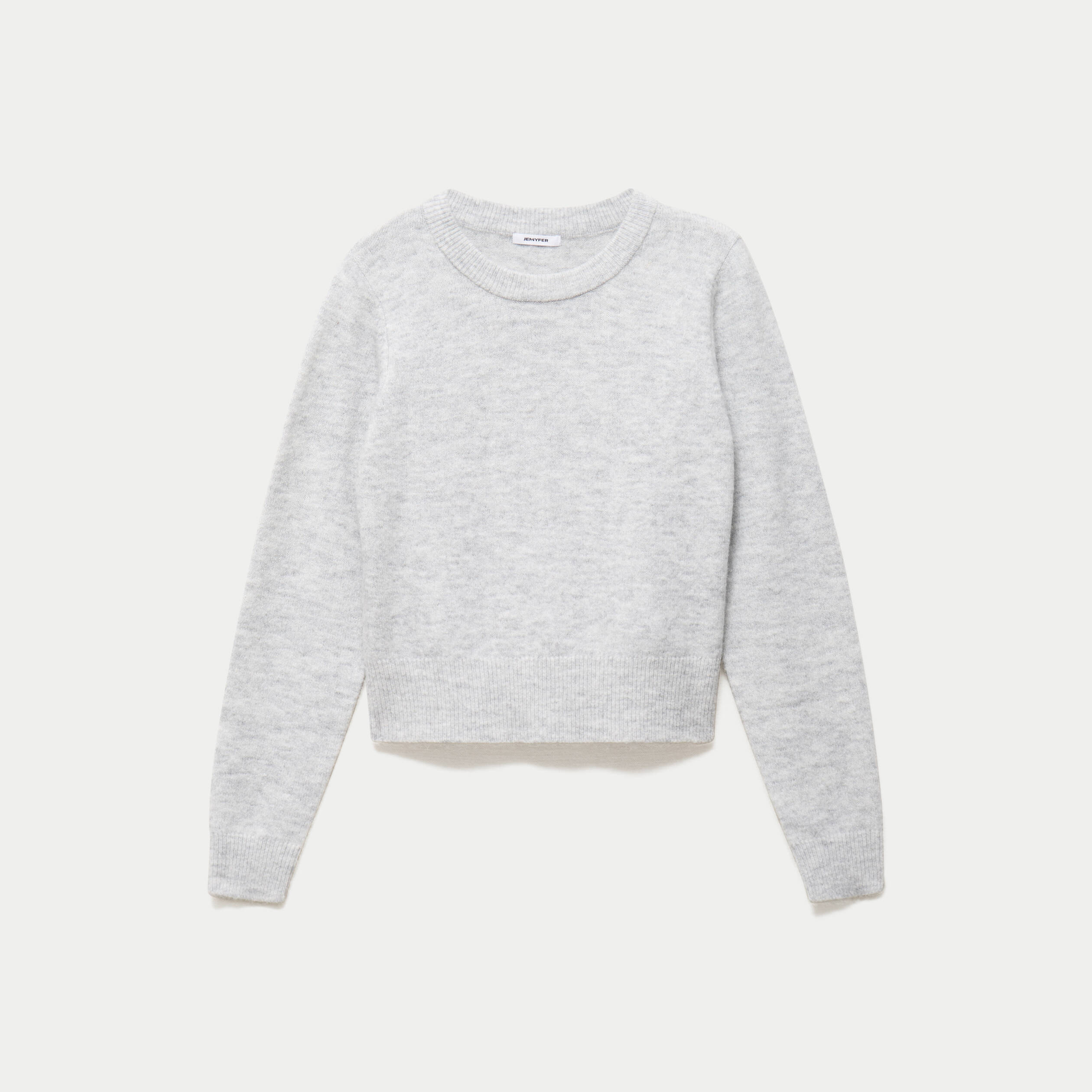 Pull col rond manches longues gris clair