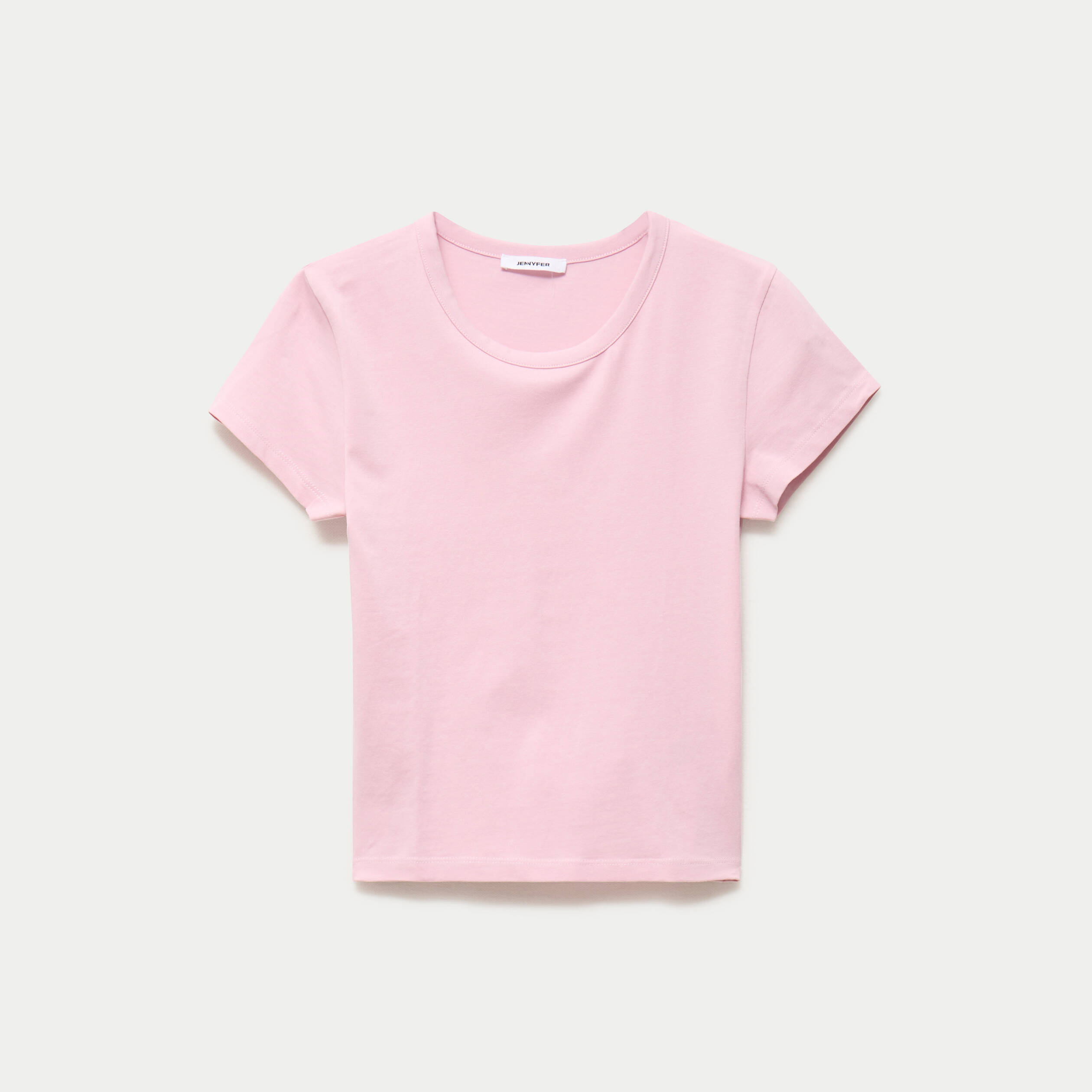 T-shirt ajust&eacute; col rond manches courtes rose ado