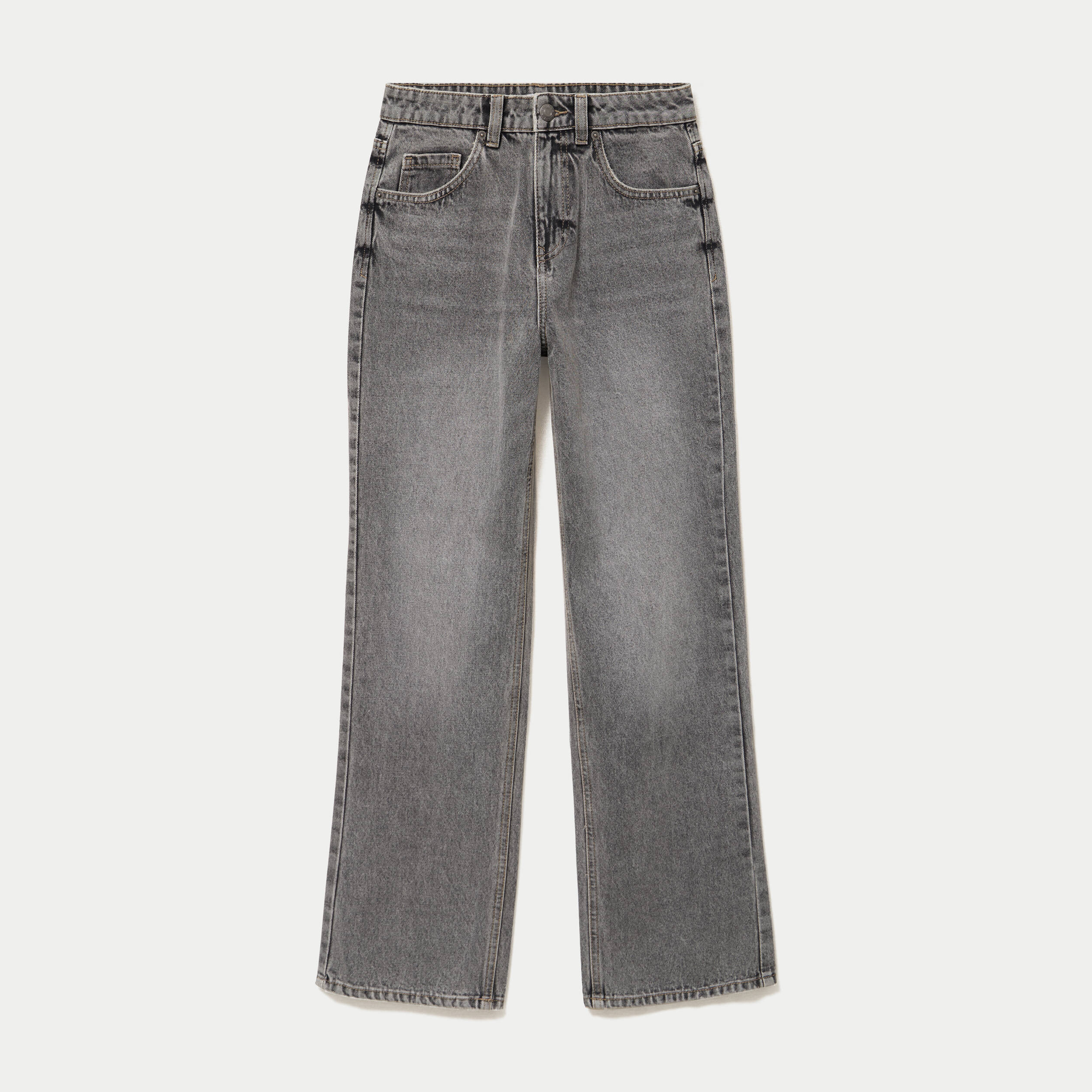 Jean regular taille haute denim gris ado