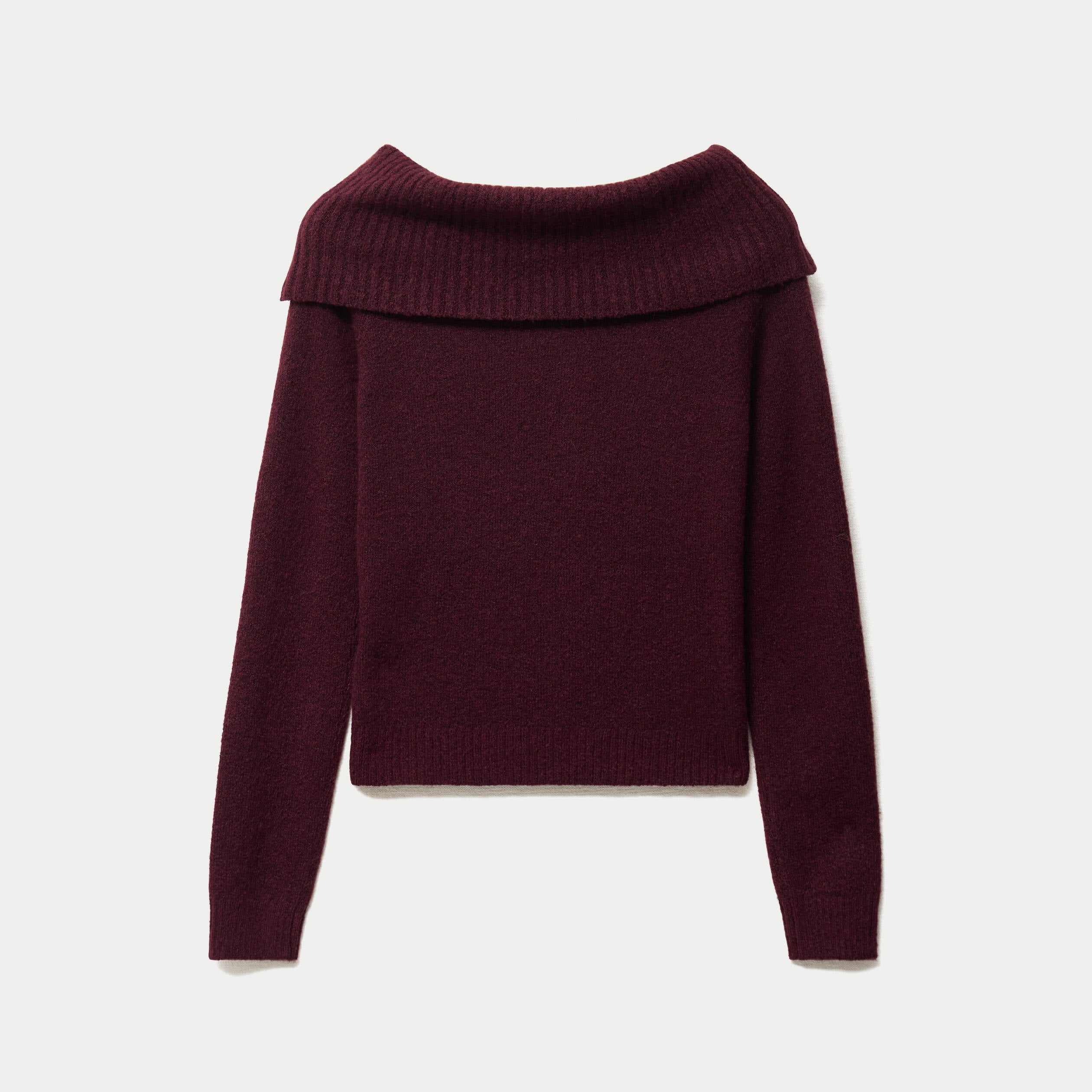 Pull col bardot manches longues bordeaux