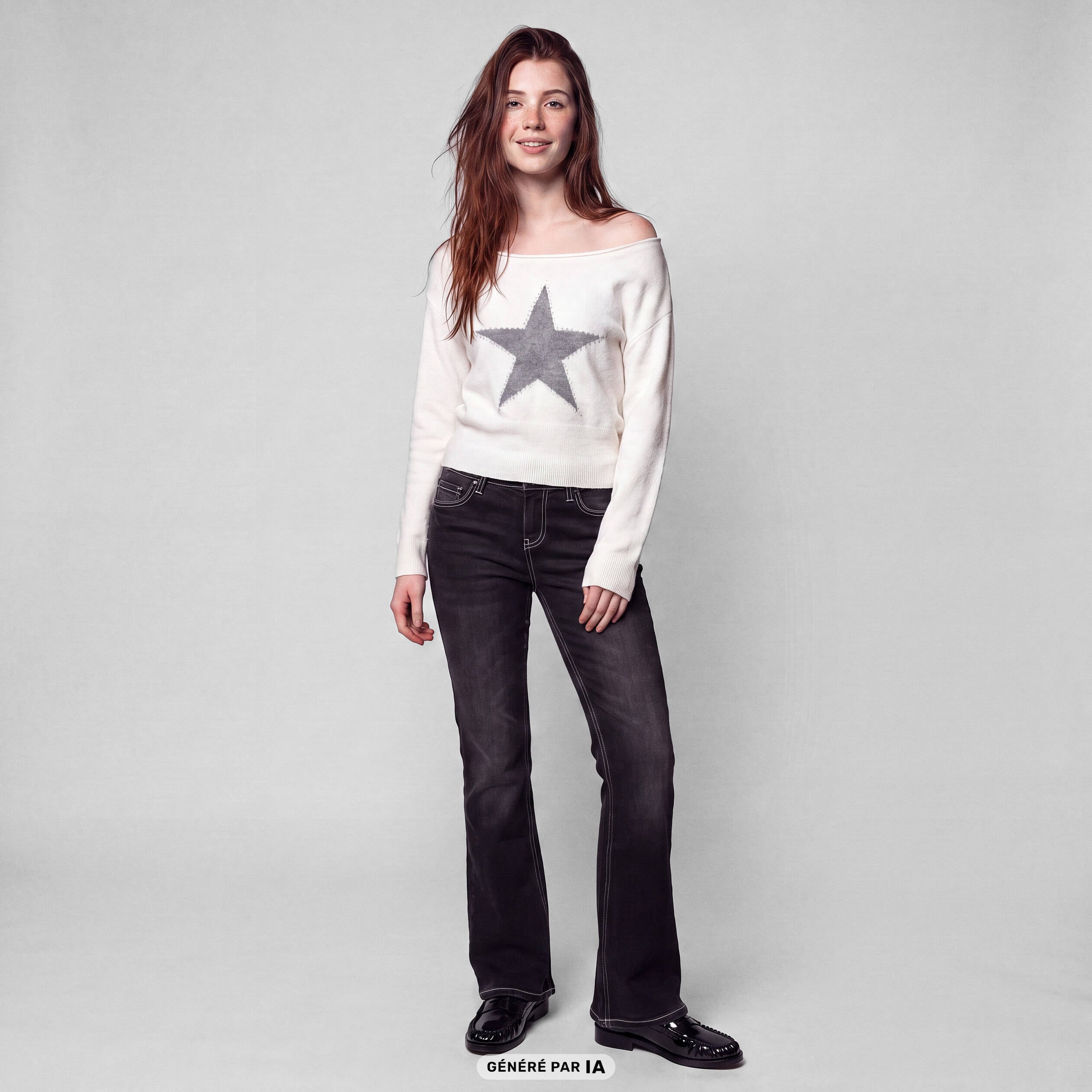 Jean Zoe bootcut taille basse broderie denim noir