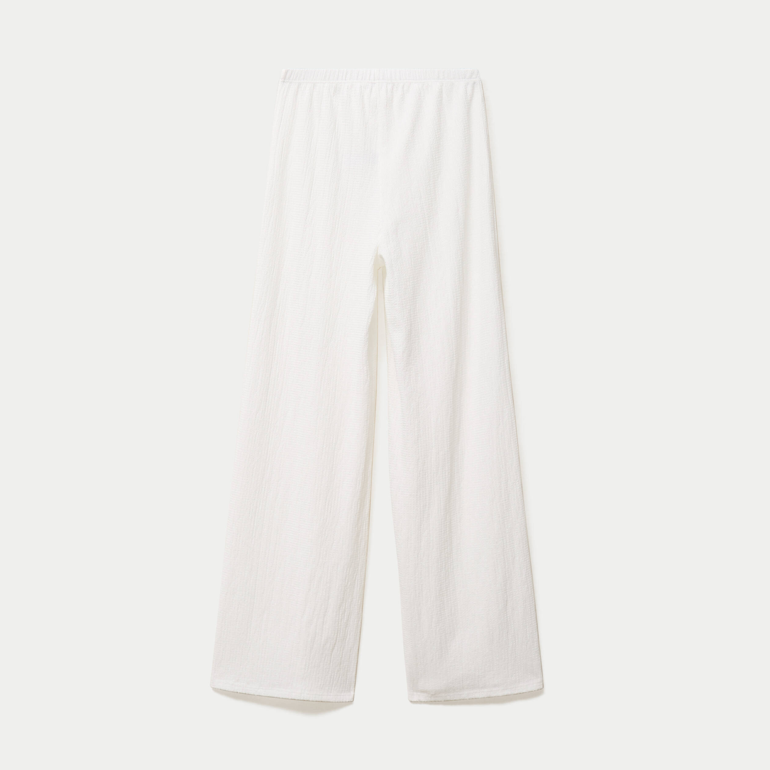 Pantalon large taille standard ecru ado