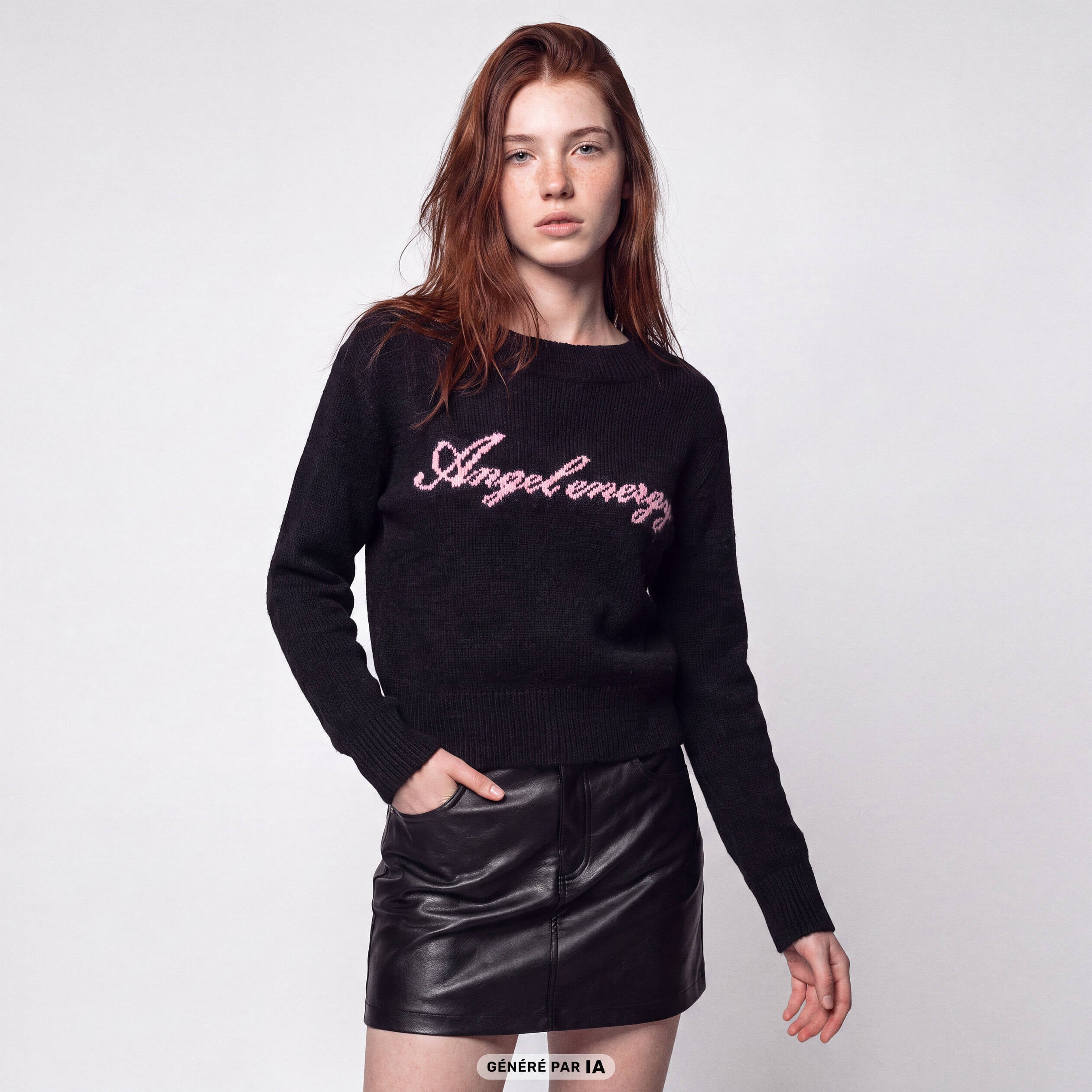 Pull col rond manches longues gris