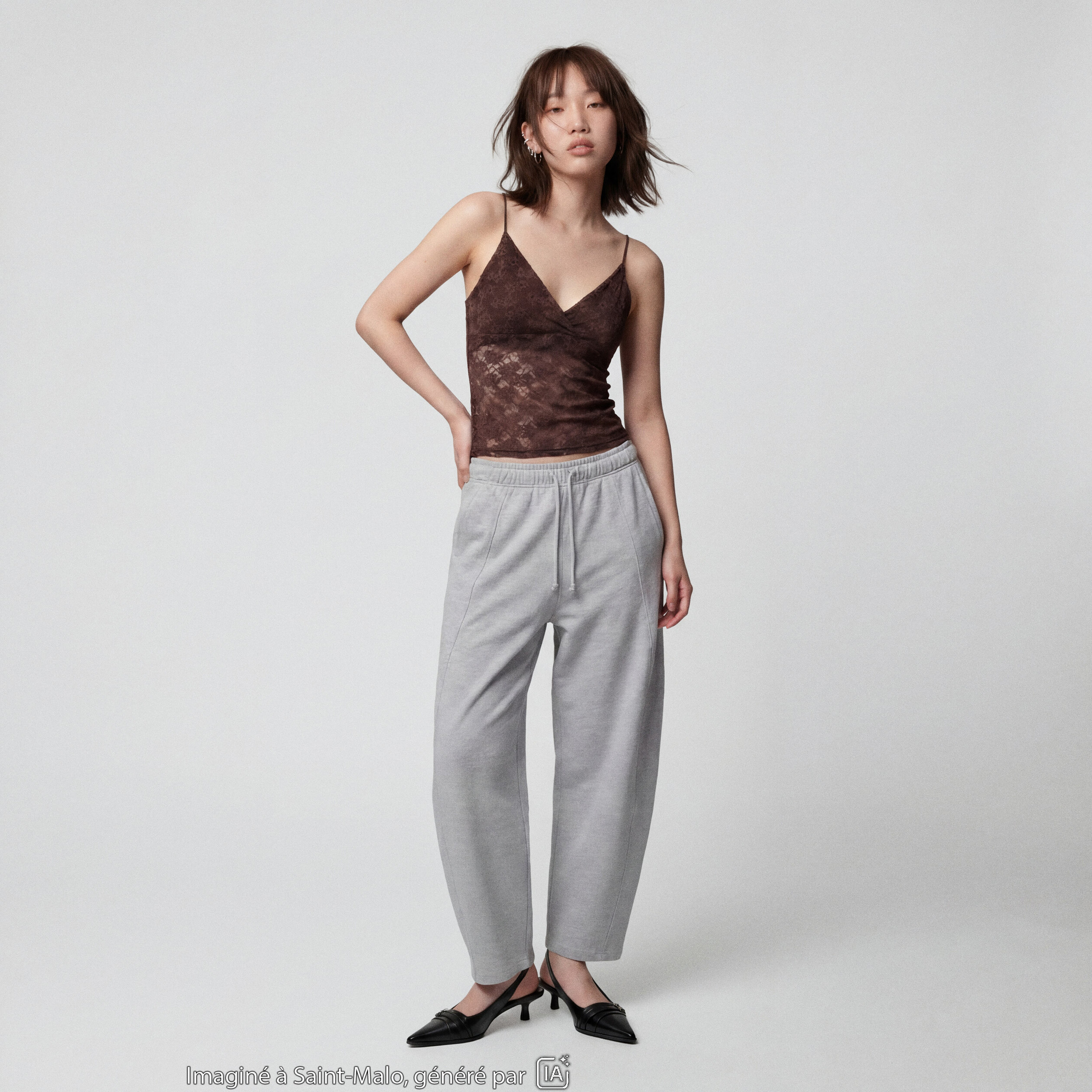 Jogging coupe ample taille standard gris clair