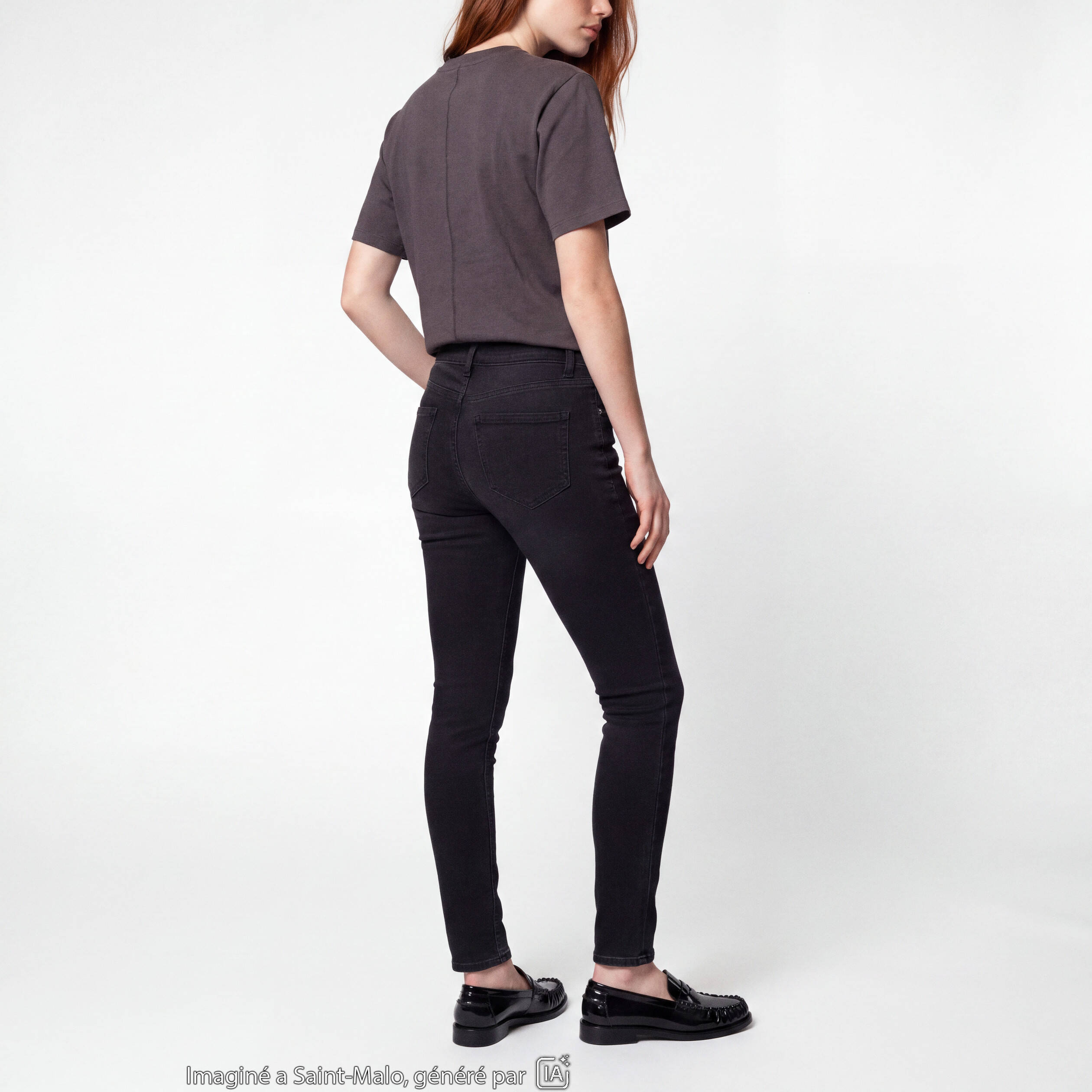 Jean skinny taille standard denim noir ado