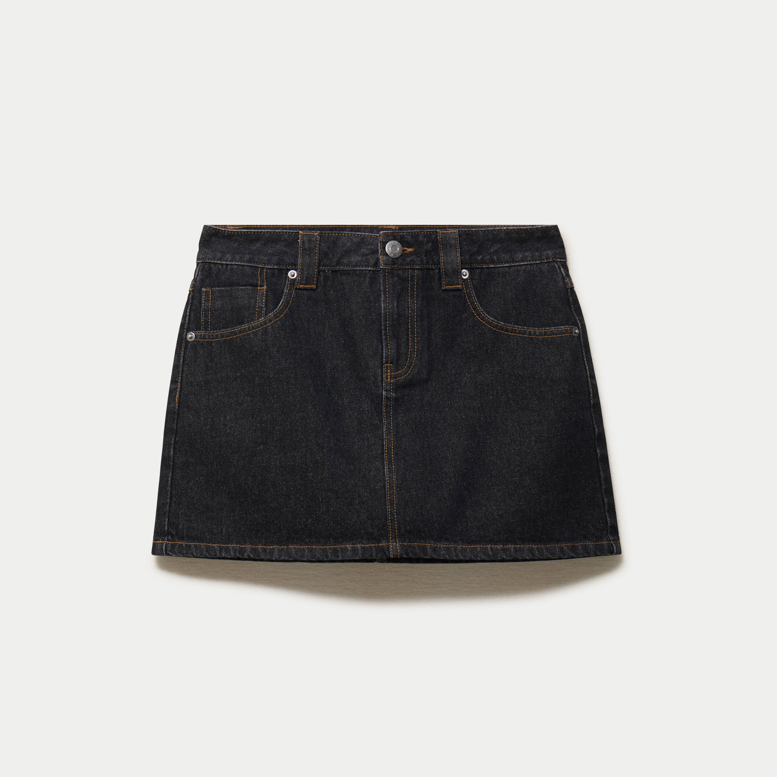 Jupe-short courte en jean denim noir ado