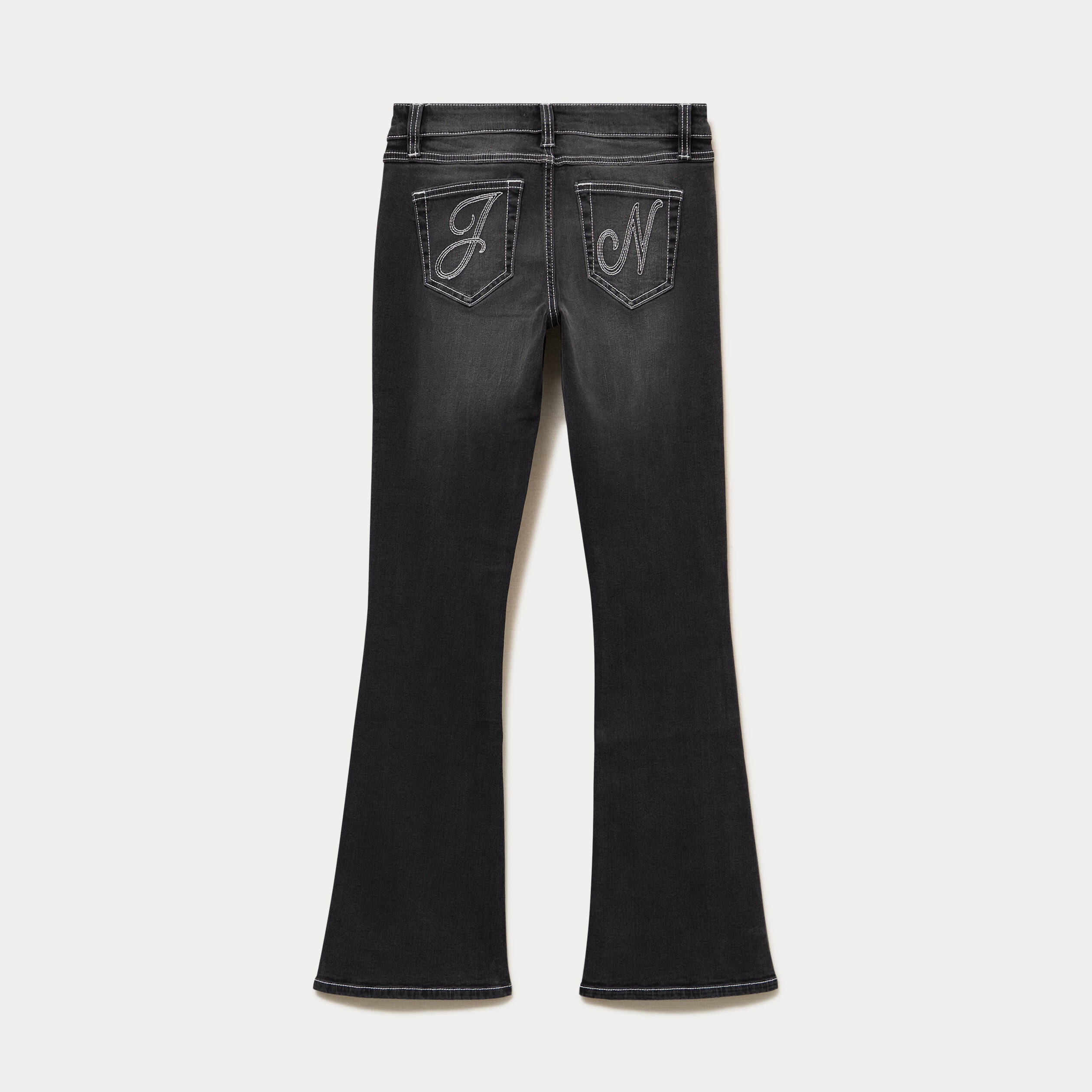 Jean Zoe bootcut taille basse broderie denim noir