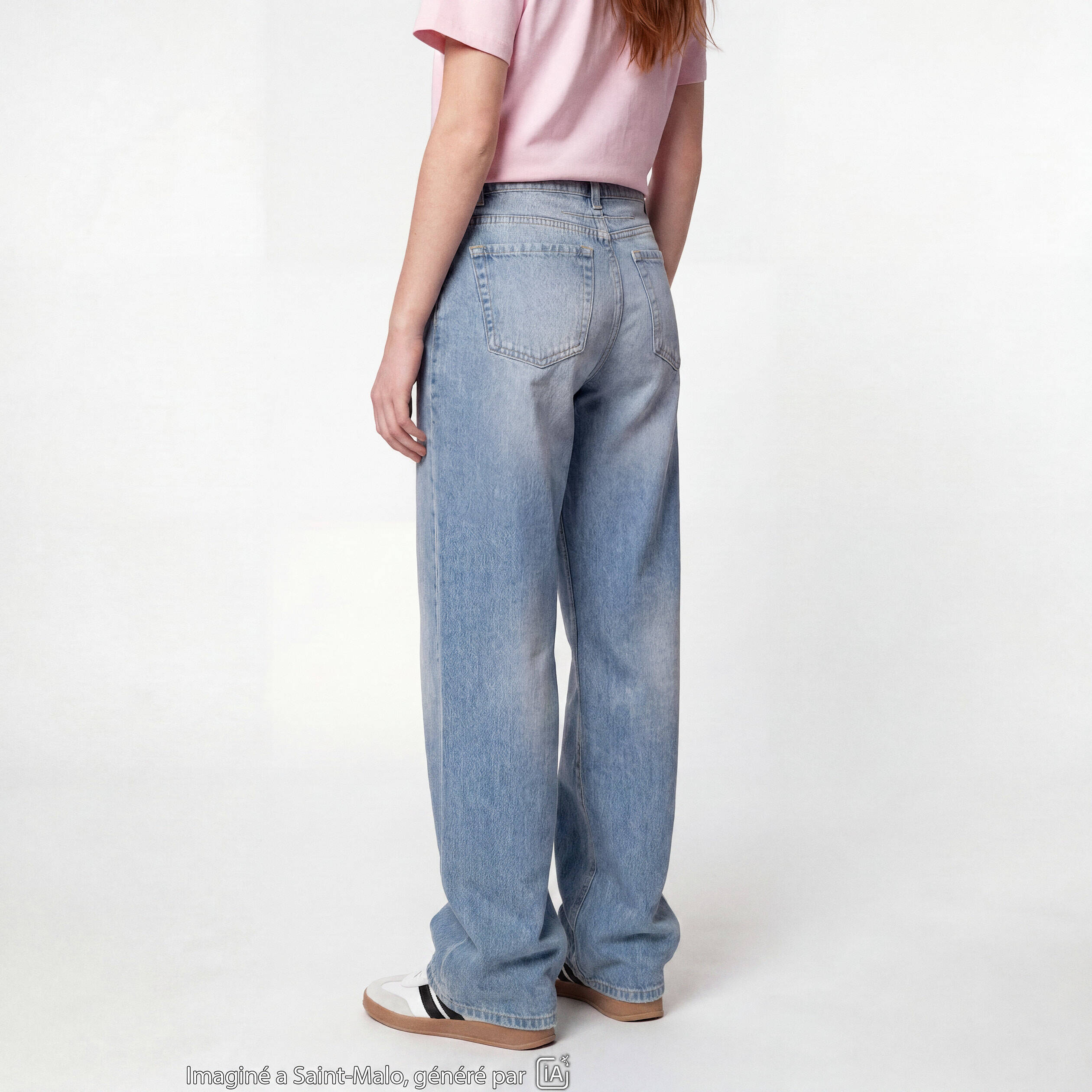 Jean wide leg taille basse denim double stone ado