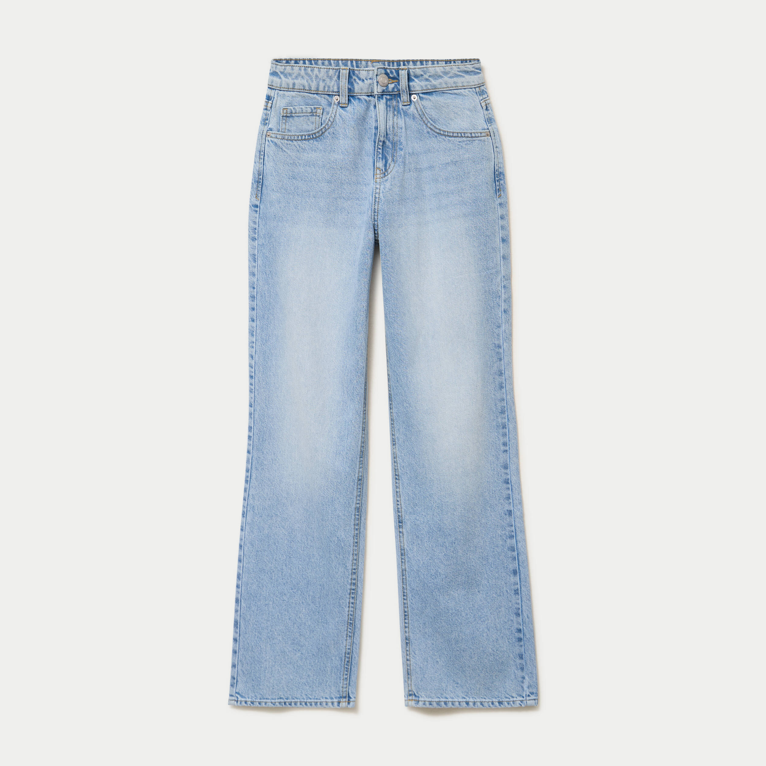 Jean regular taille haute denim bleach ado