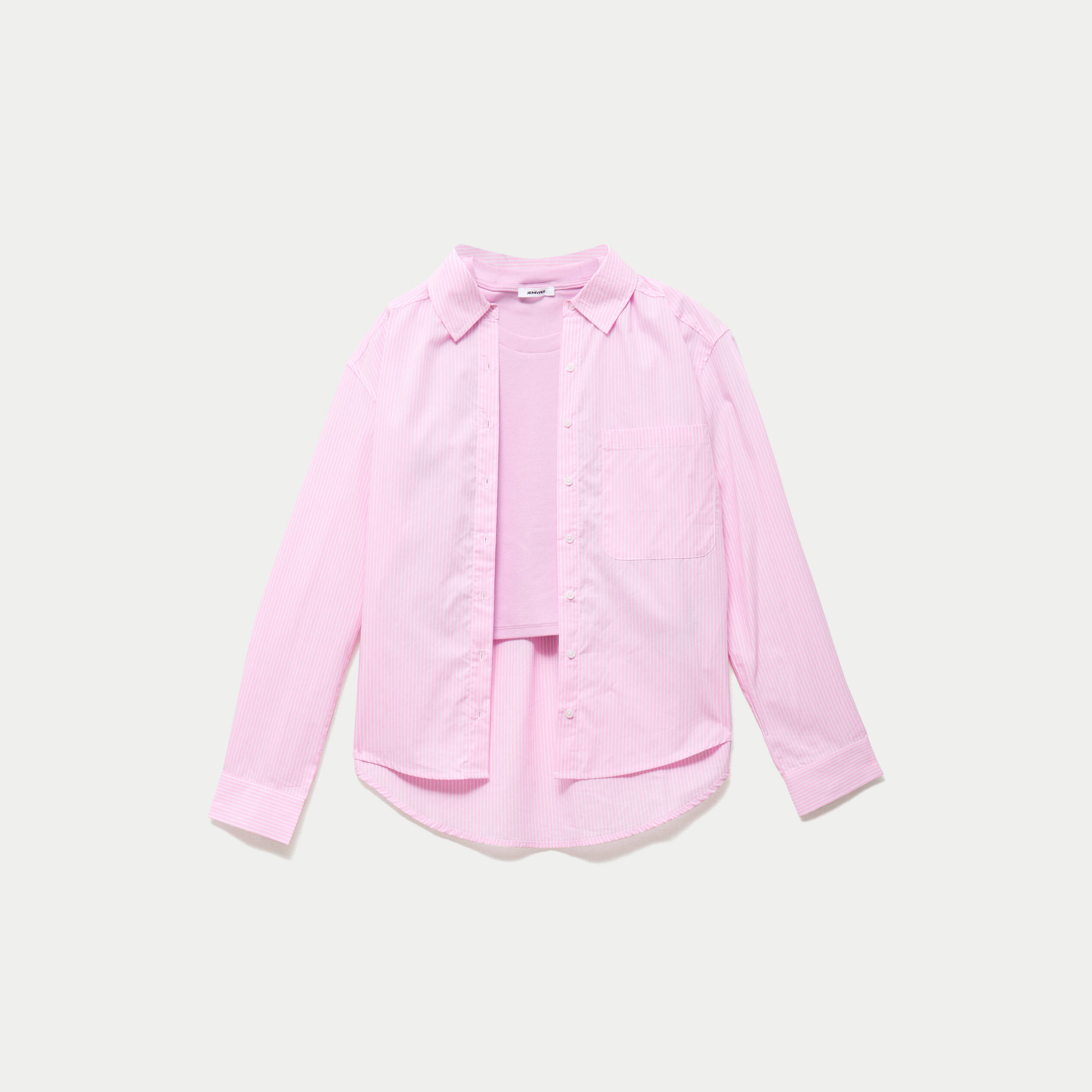 Chemise oversize longue 2-en-1 rose ado