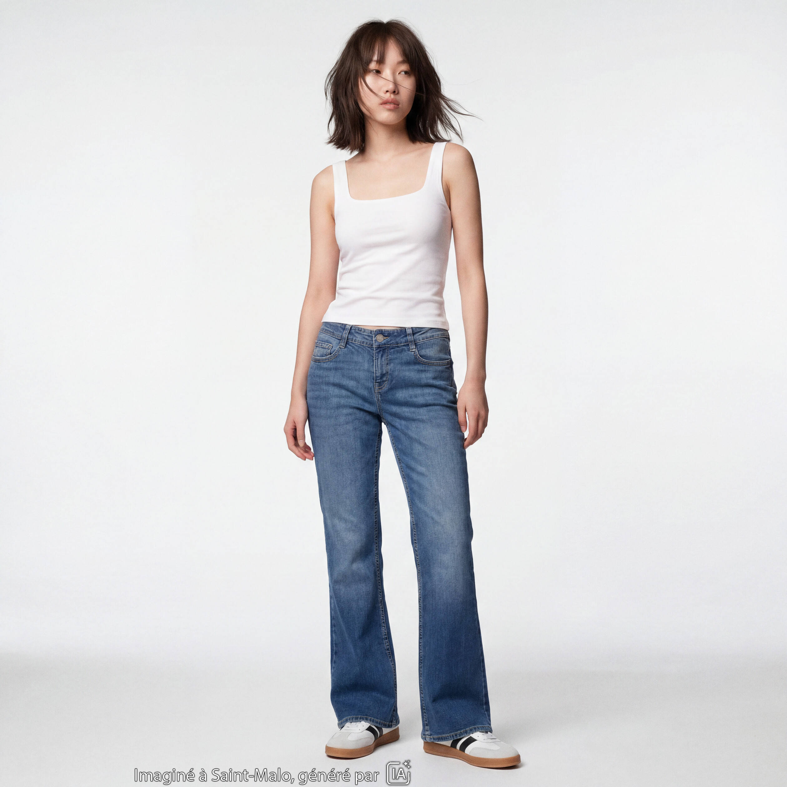 Jean Zoe bootcut taille basse denim double stone