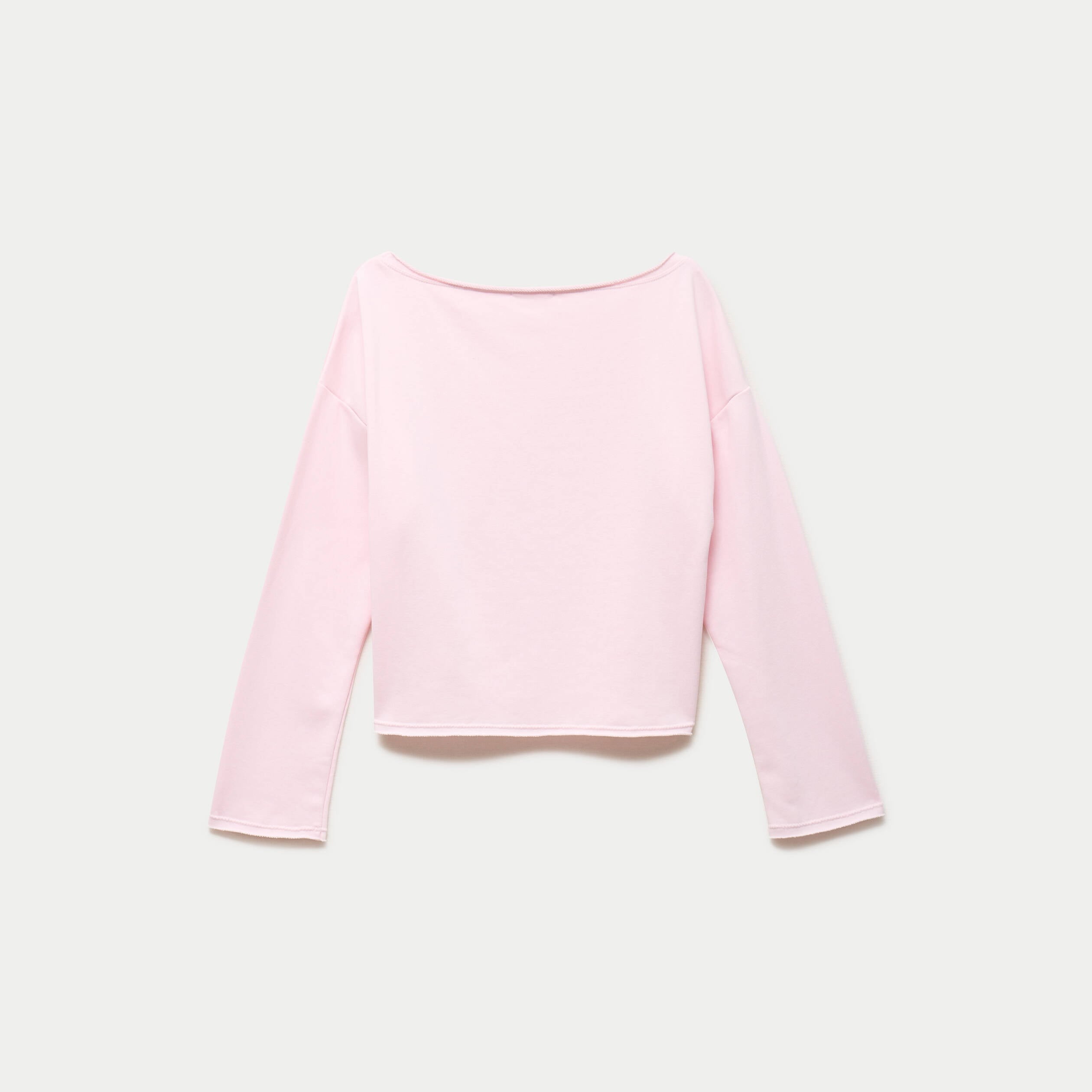 Sweat oversize cropped col bateau rose clair ado