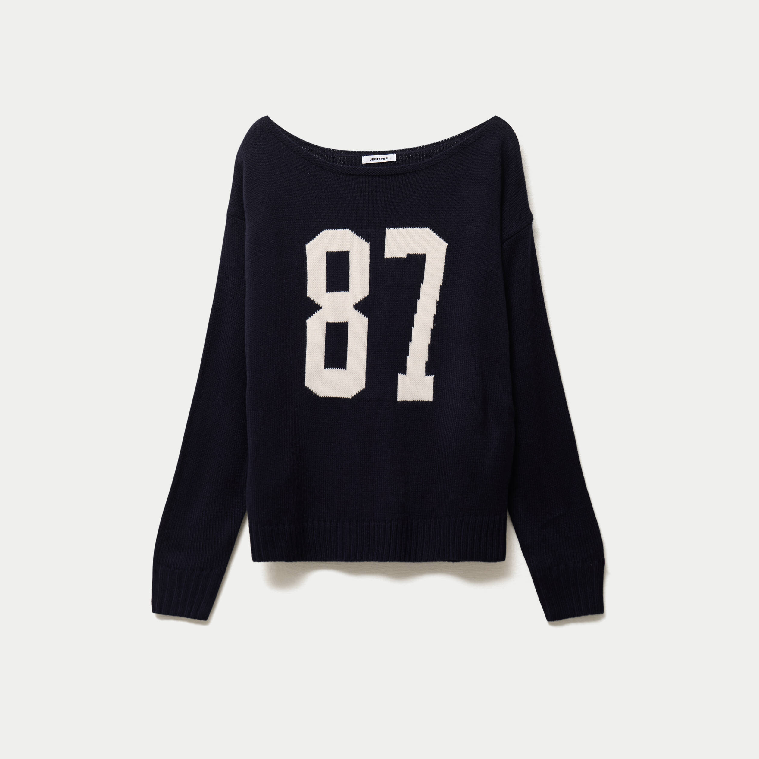 Pull col bateau manches longues bleu marine