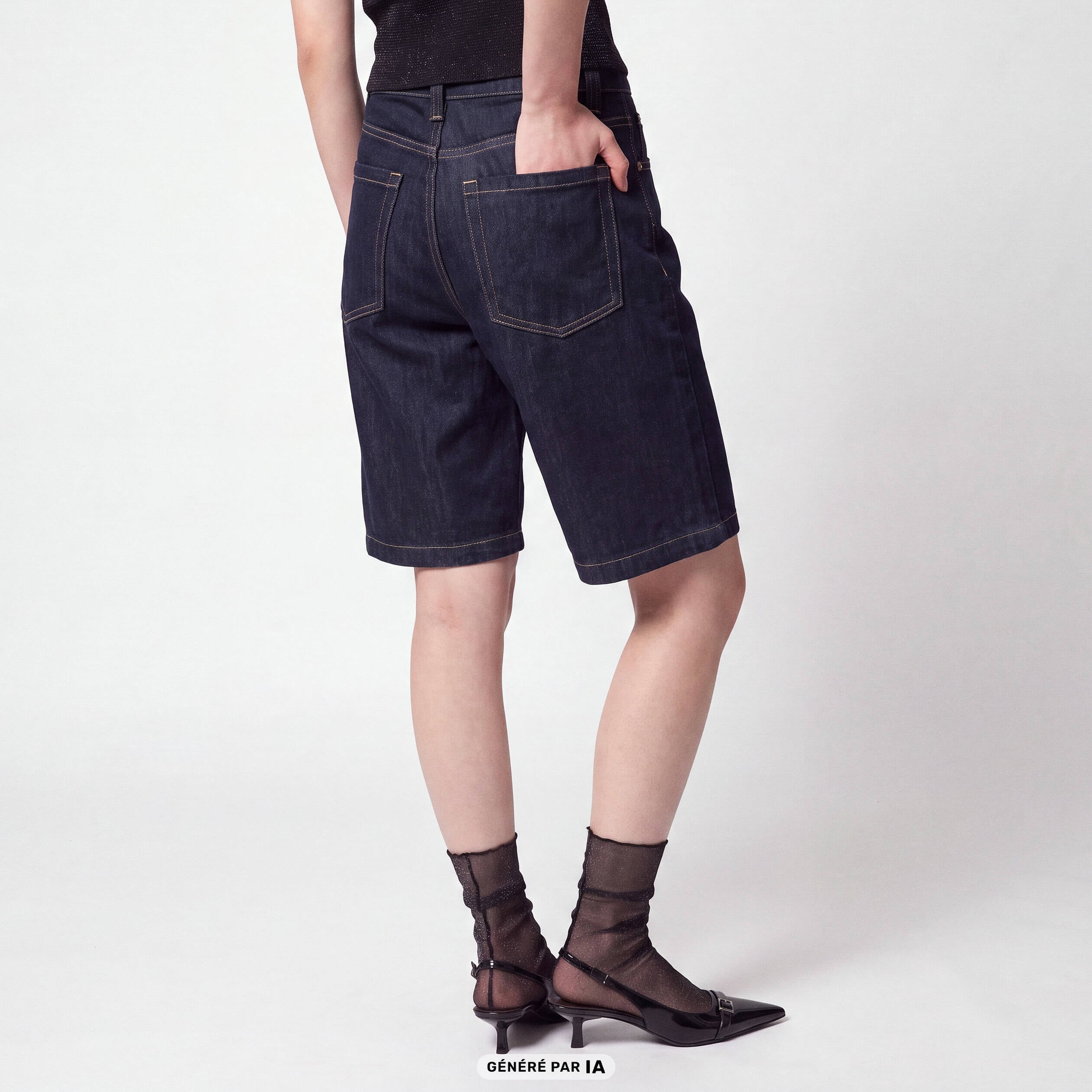 Bermuda large en jean 5 poches denim brut