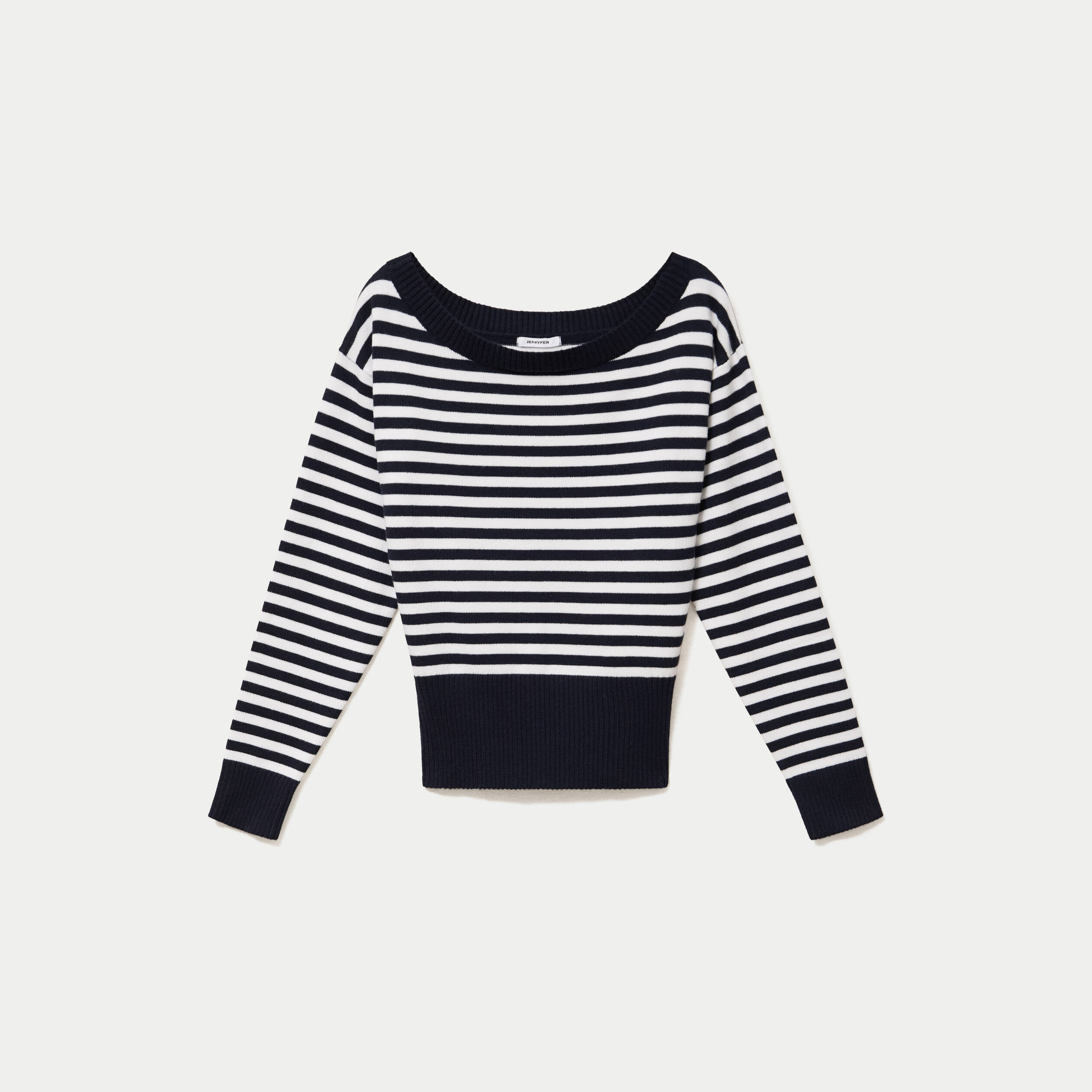 Pull col bateau manches longues bleu marine