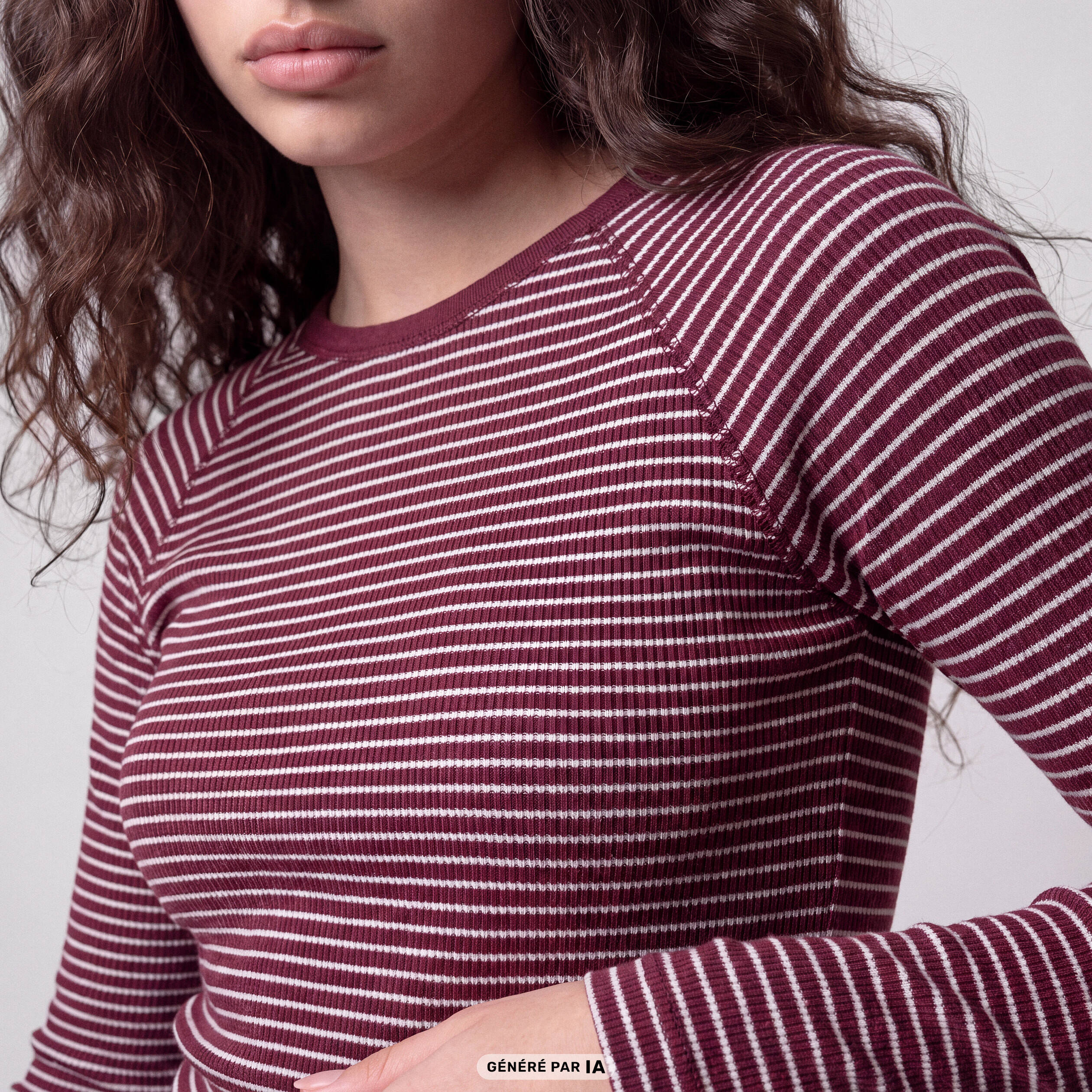 T-shirt manches longues rouge fonc&eacute;