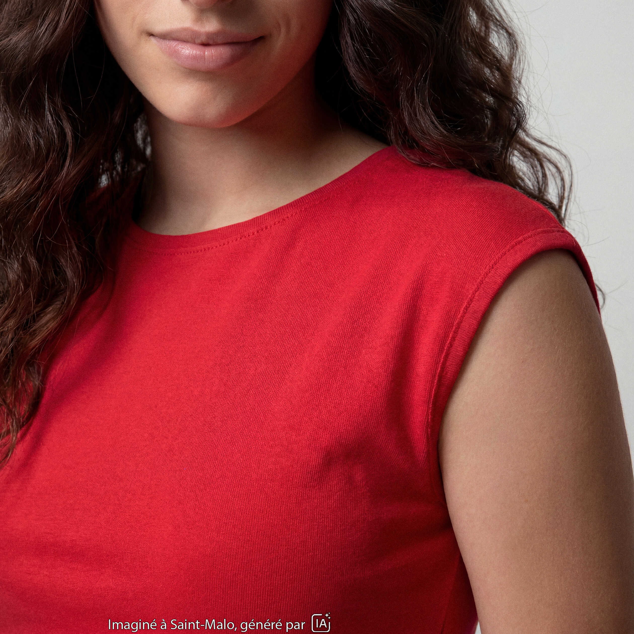 Top ajust&eacute; sans manches d&eacute;collet&eacute; dos rouge