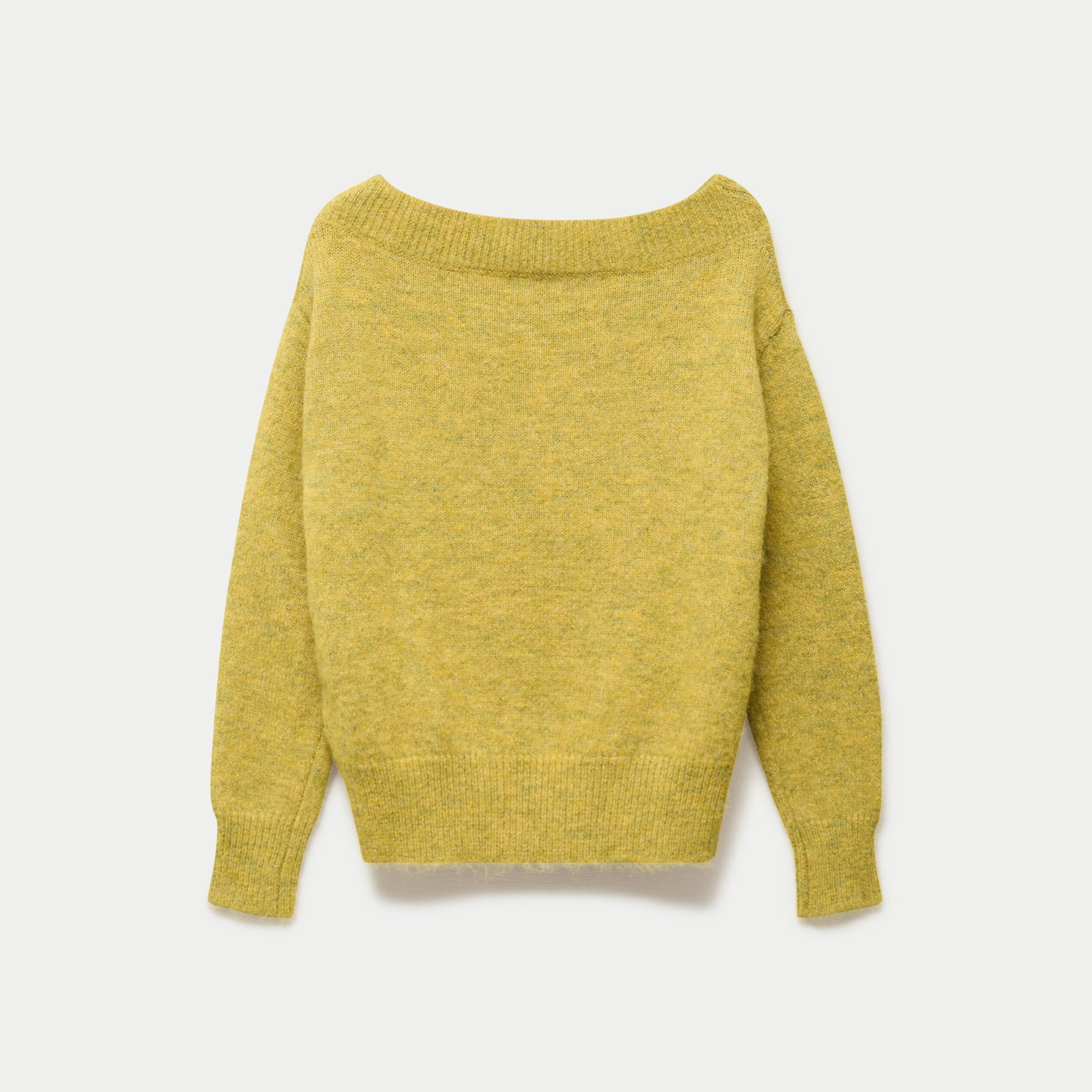 Pull col rond manches longues jaune clair