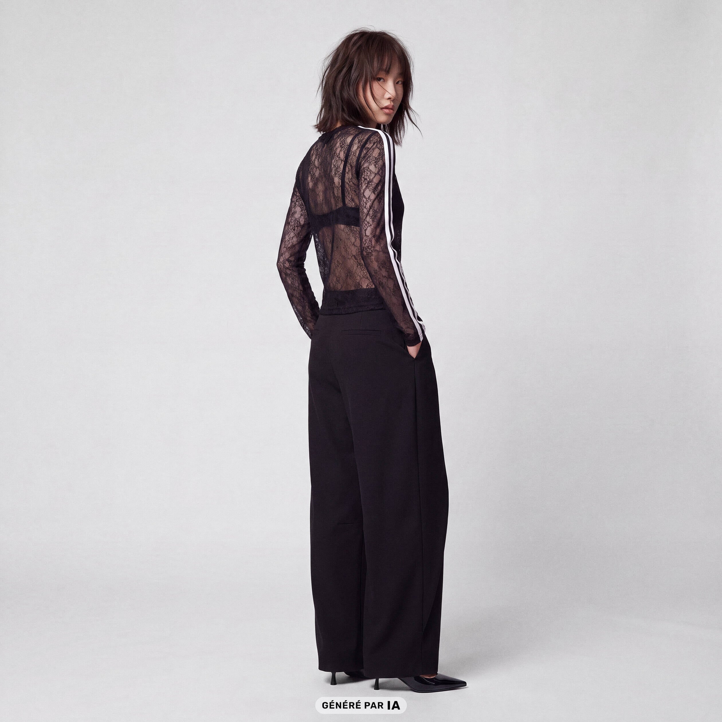 Pantalon coupe large noir