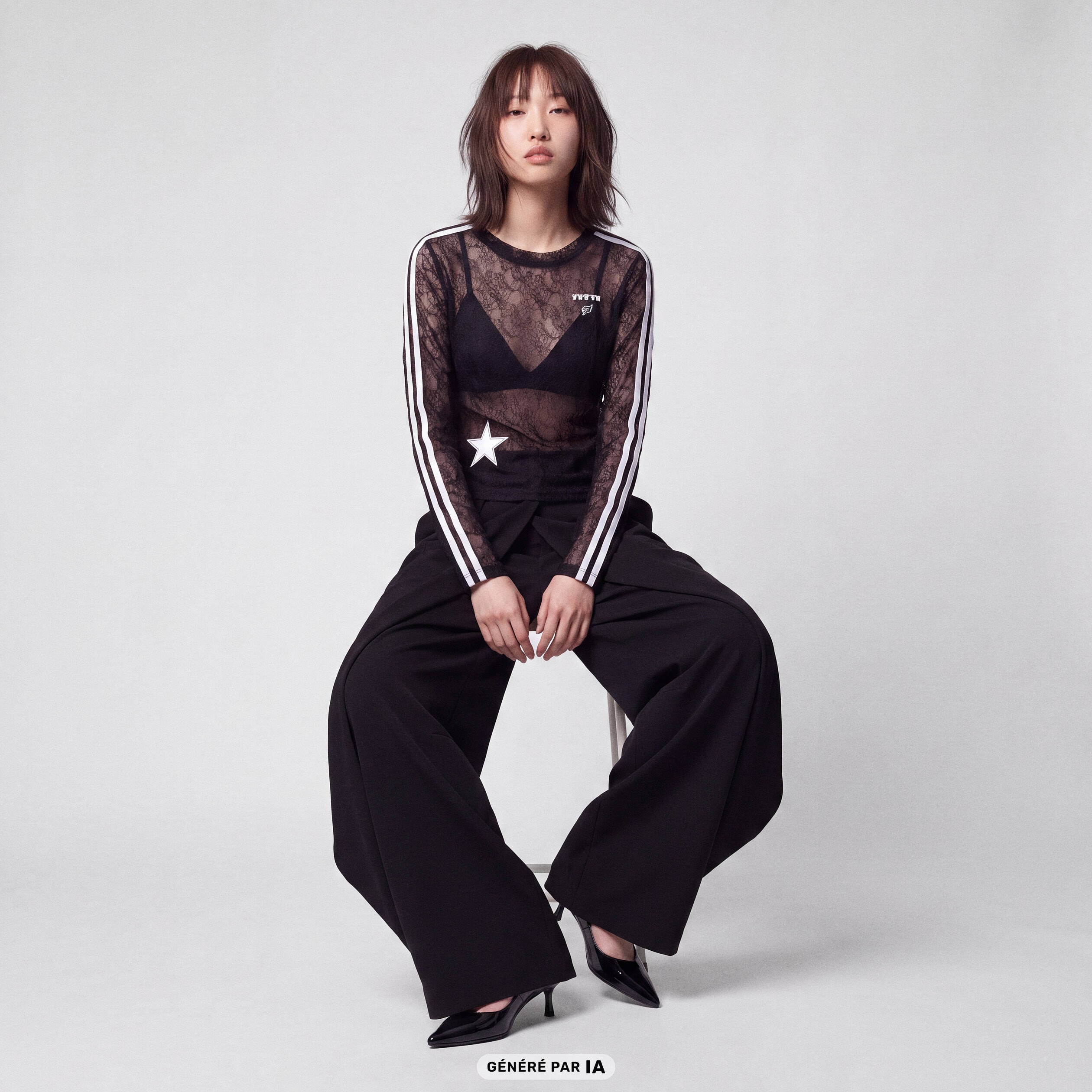 Pantalon coupe large noir